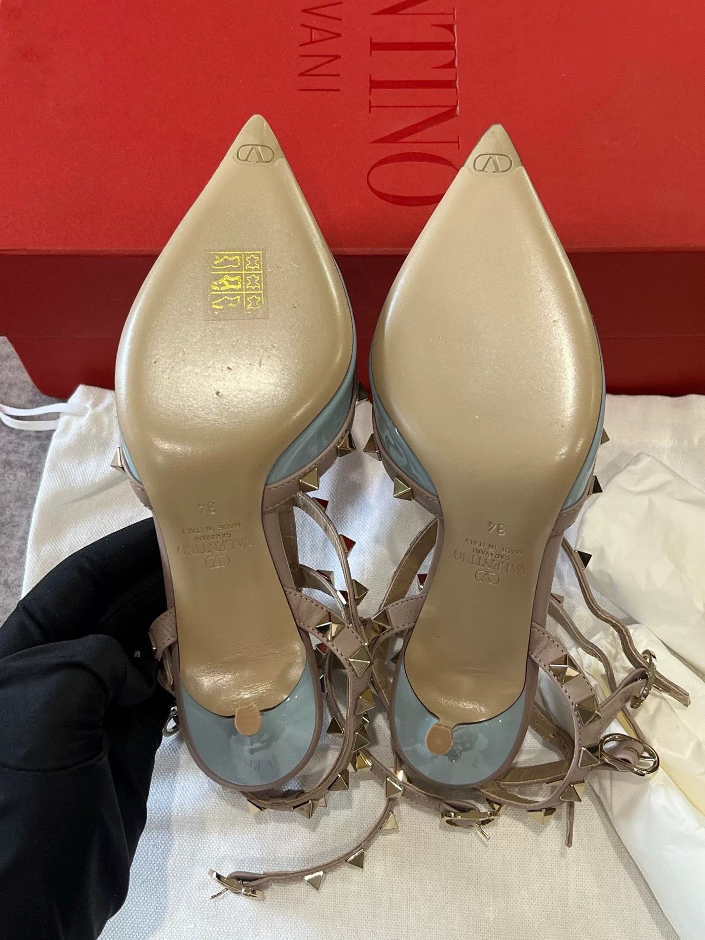 valentino blue leather high heel sandals