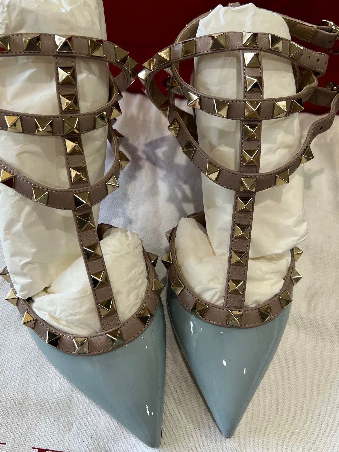 valentino blue leather high heel sandals
