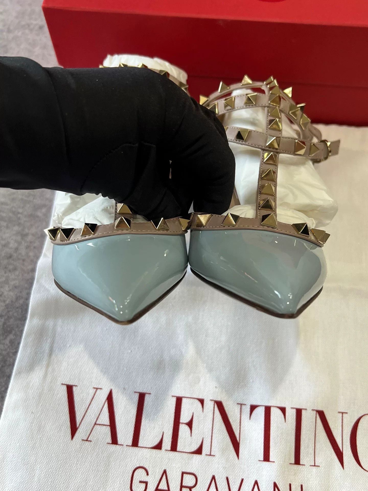valentino blue leather high heel sandals