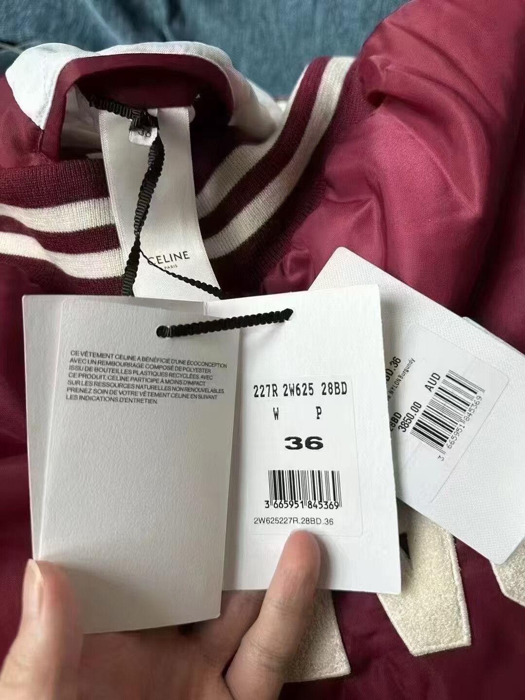 Celine celine maroon baseball cotton jacket Size US S / EU 44-46 / 1 - 4 Thumbnail