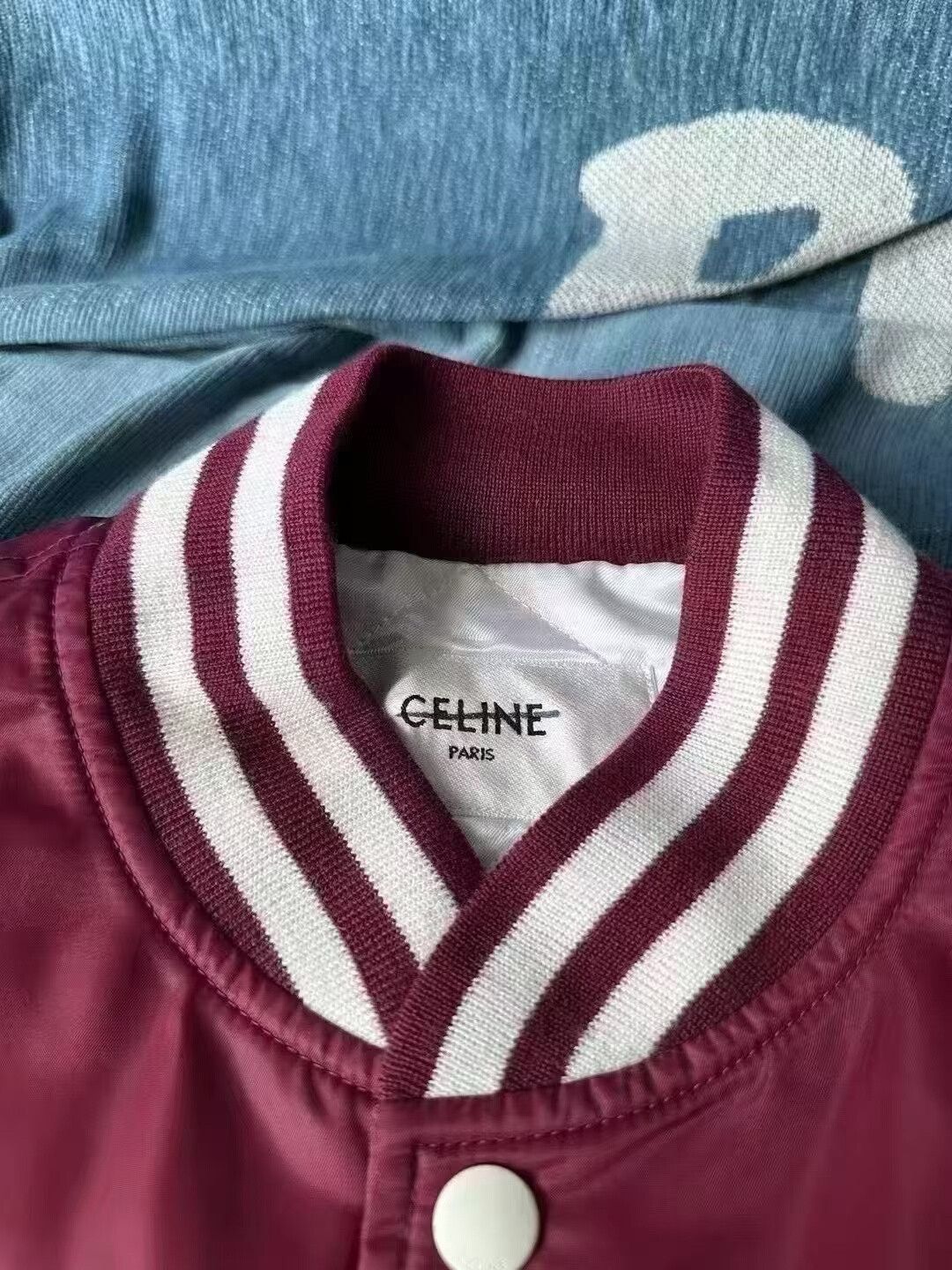 Celine celine maroon baseball cotton jacket Size US S / EU 44-46 / 1 - 3 Thumbnail