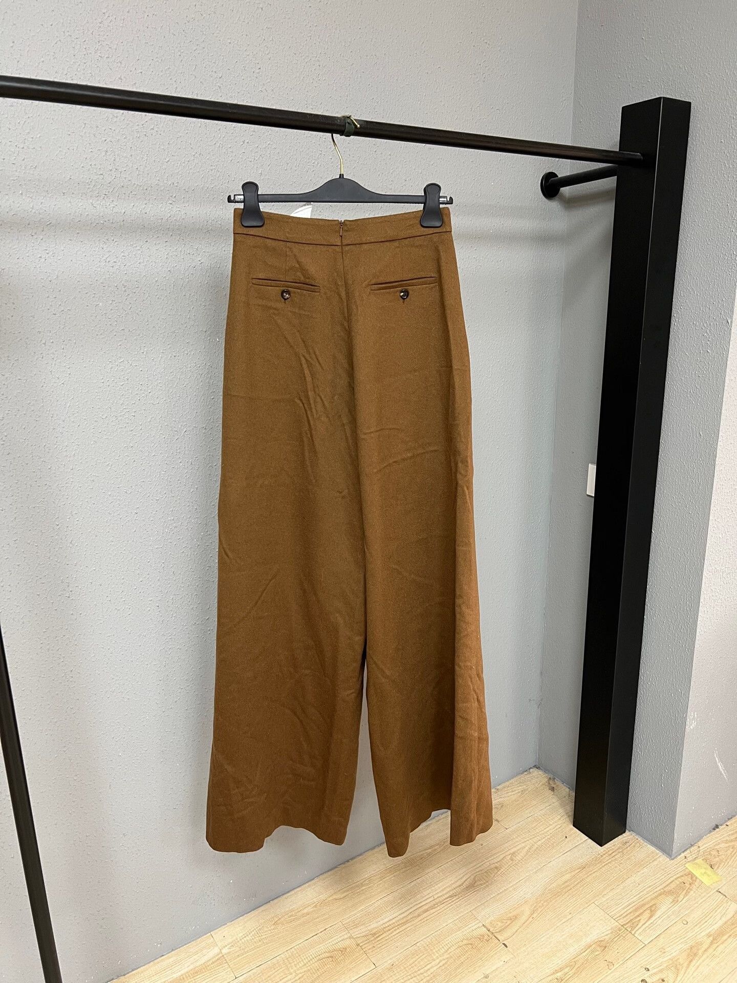 Max Mara MaxMara Brown Wide-Leg Wool Trousers Size 40" / US 18 - 2 Thumbnail