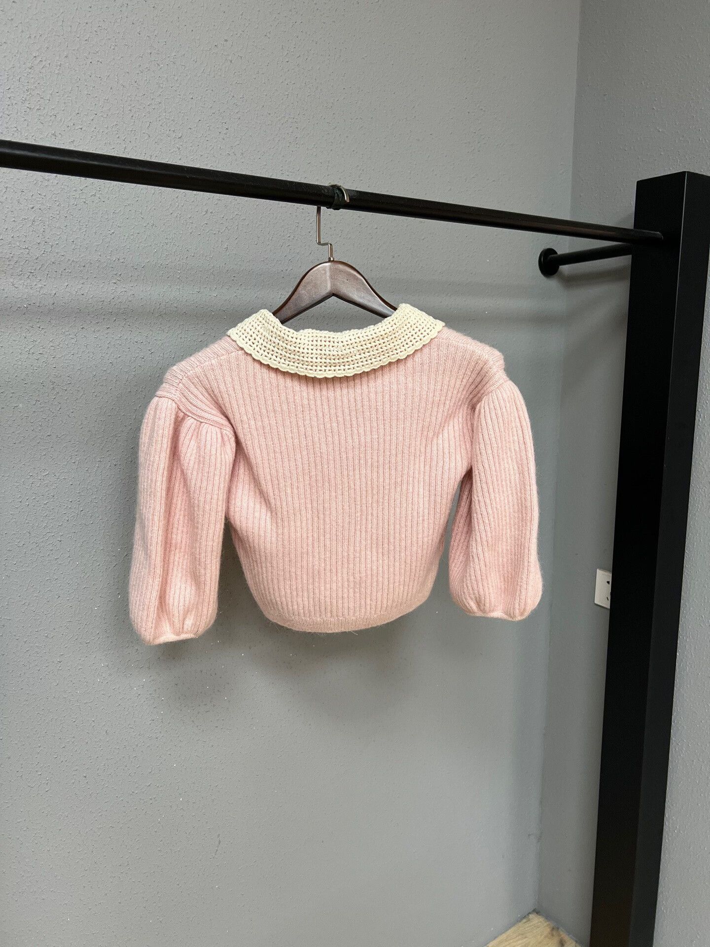 Miu Miu pink puff sleeve cardigan by Miu Miu Size S / US 4 / IT 40 - 2 Thumbnail