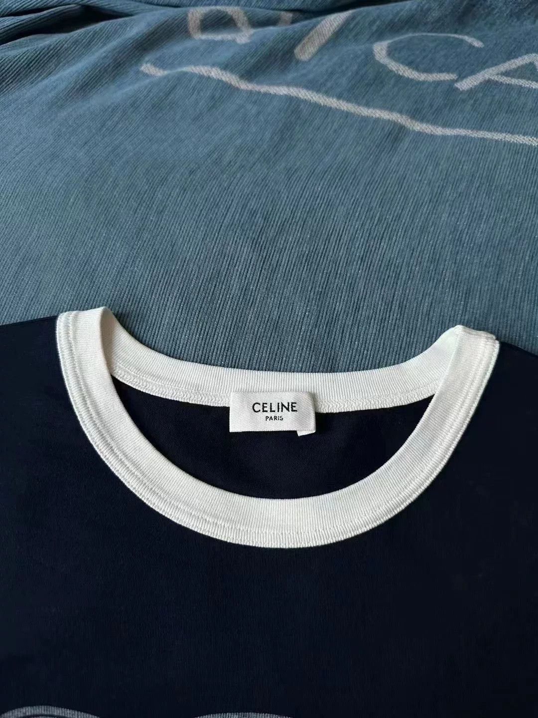 Celine celine blue and white short sleeve tee Size S / US 4 / IT 40 - 2 Thumbnail