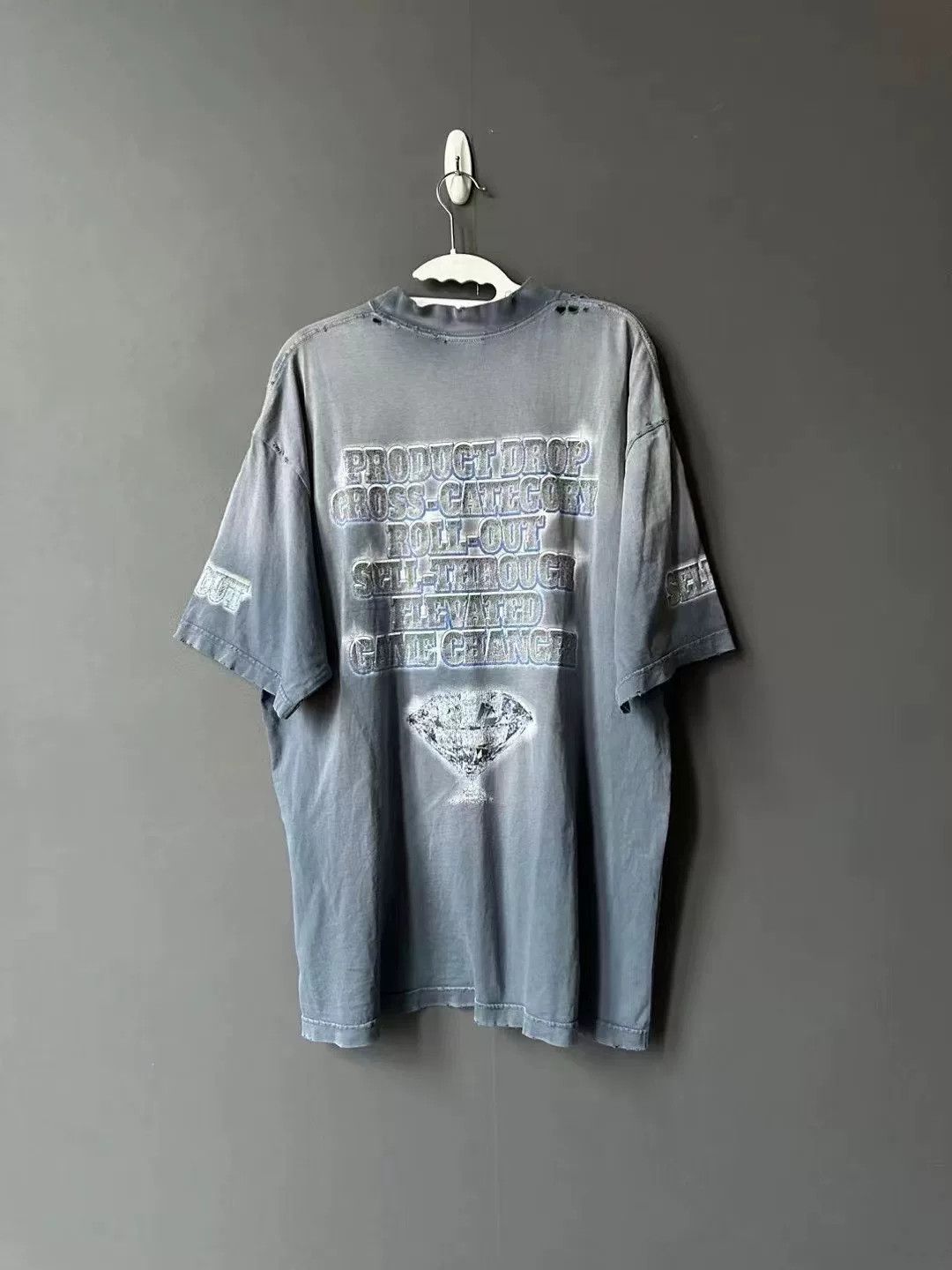 Balenciaga balenciaga washed destroy diamond short sleeve Size US S / EU 44-46 / 1 - 2 Thumbnail