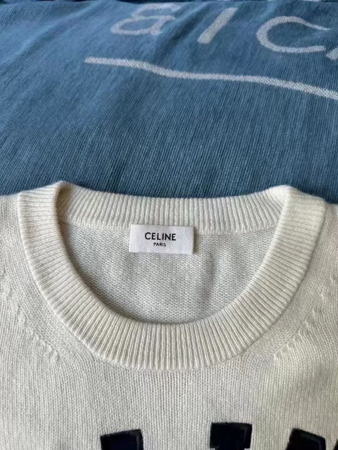 Celine celine beige cashmere letter sweater Size M / US 6-8 / IT 42-44 - 3 Thumbnail