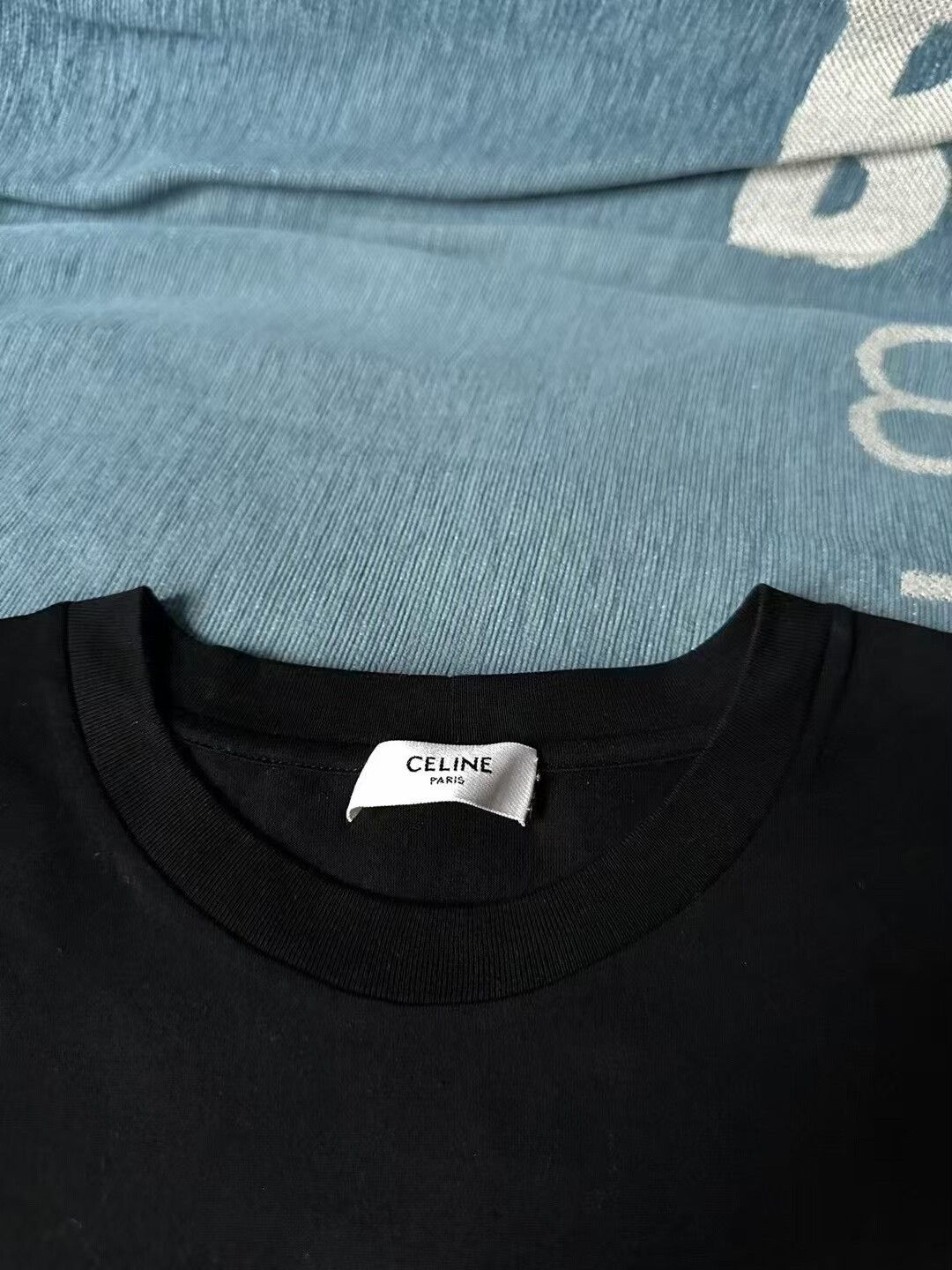 Celine celine black logo short sleeve shirt Size S / US 4 / IT 40 - 2 Thumbnail