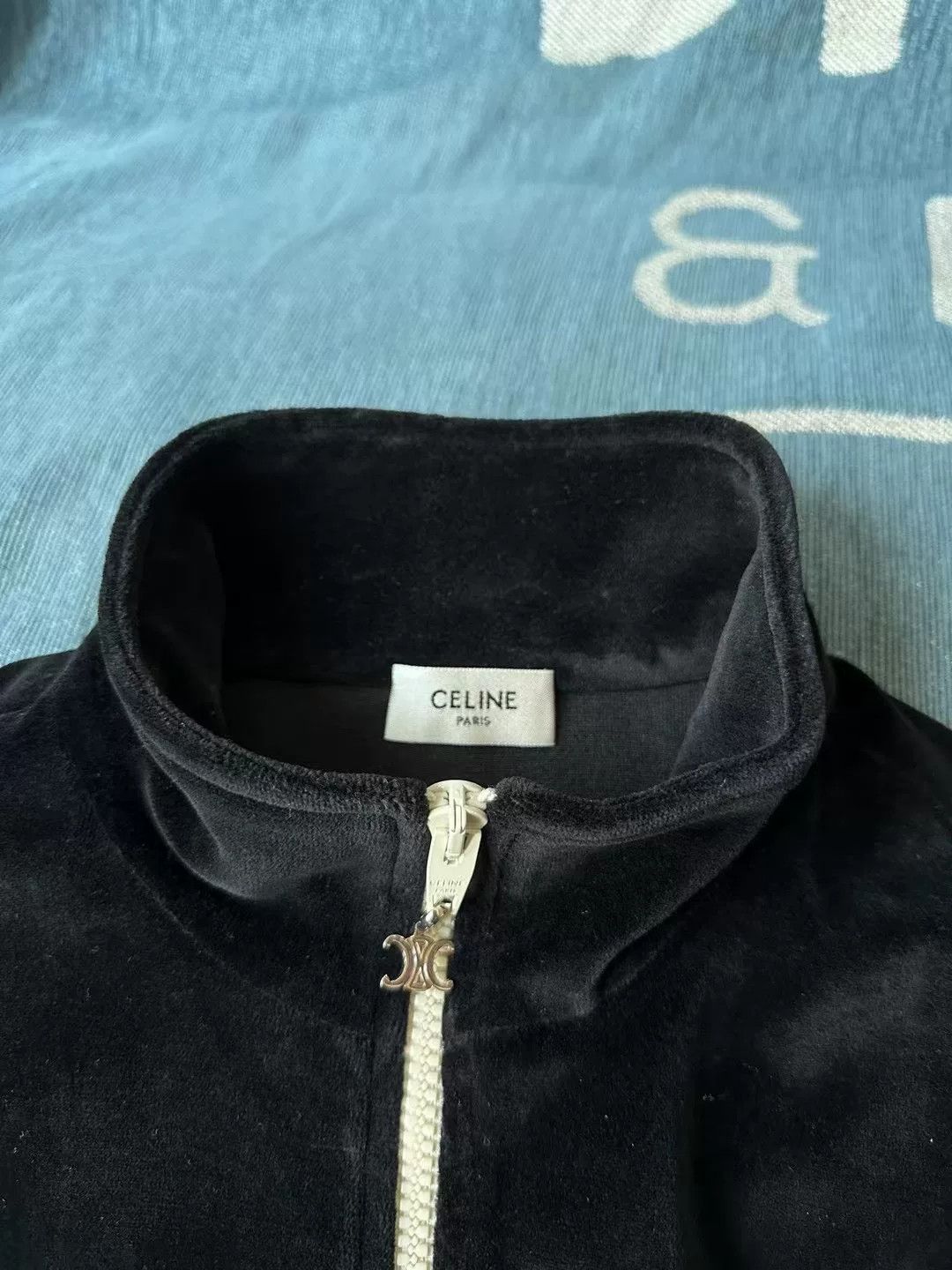 Celine celine black velvet zip-up jacket Size S / US 4 / IT 40 - 3 Thumbnail