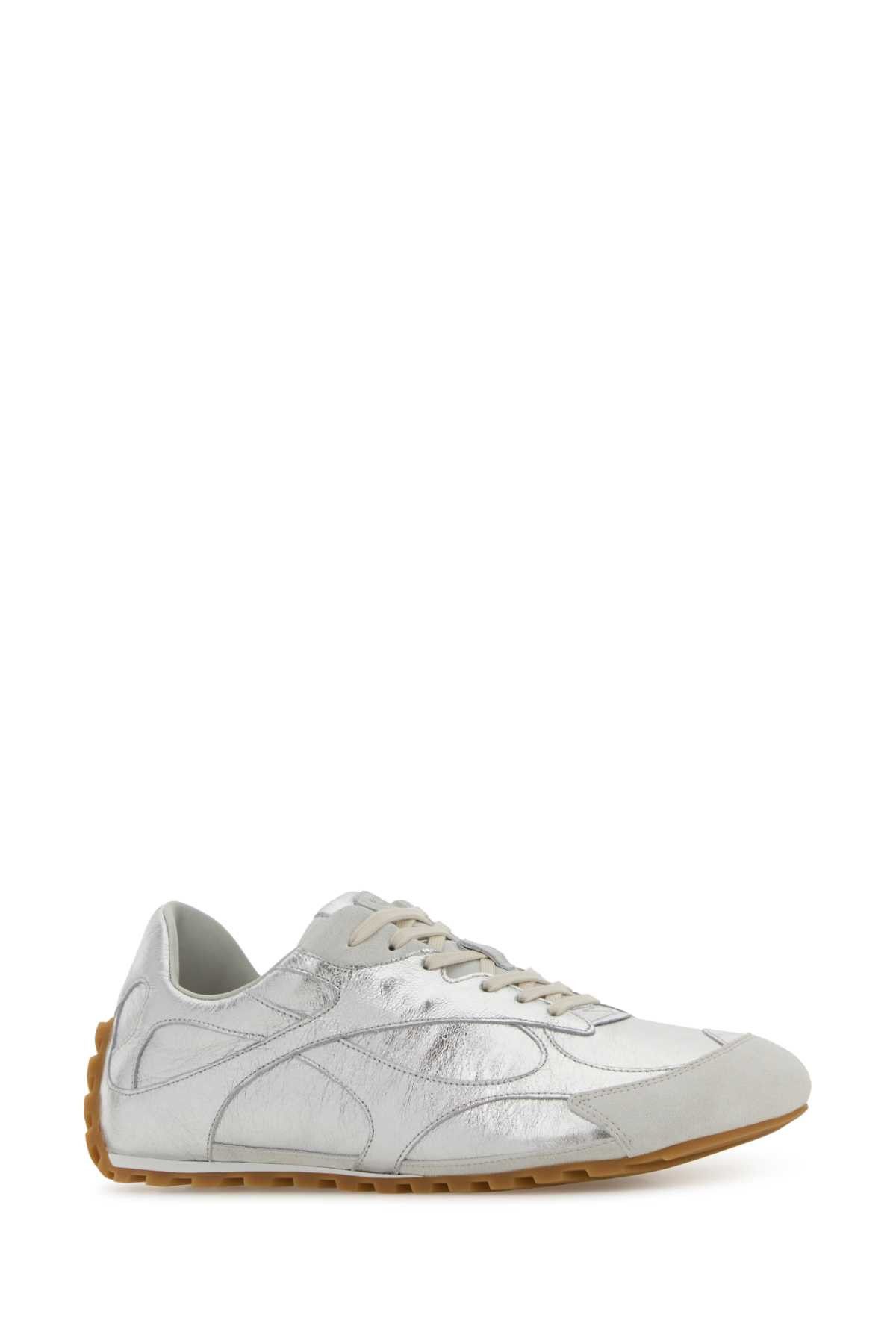 Bottega Veneta Silver Leather And Suede Orbit Sneakers Size US 9 / EU 42 - 2 Thumbnail
