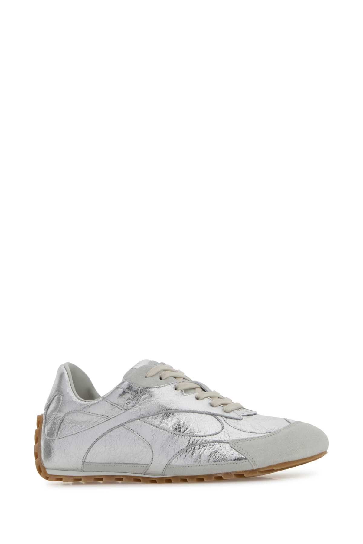 Bottega Veneta Silver Leather Orbit Flash Sneakers Size US 10 / IT 40 - 2 Thumbnail