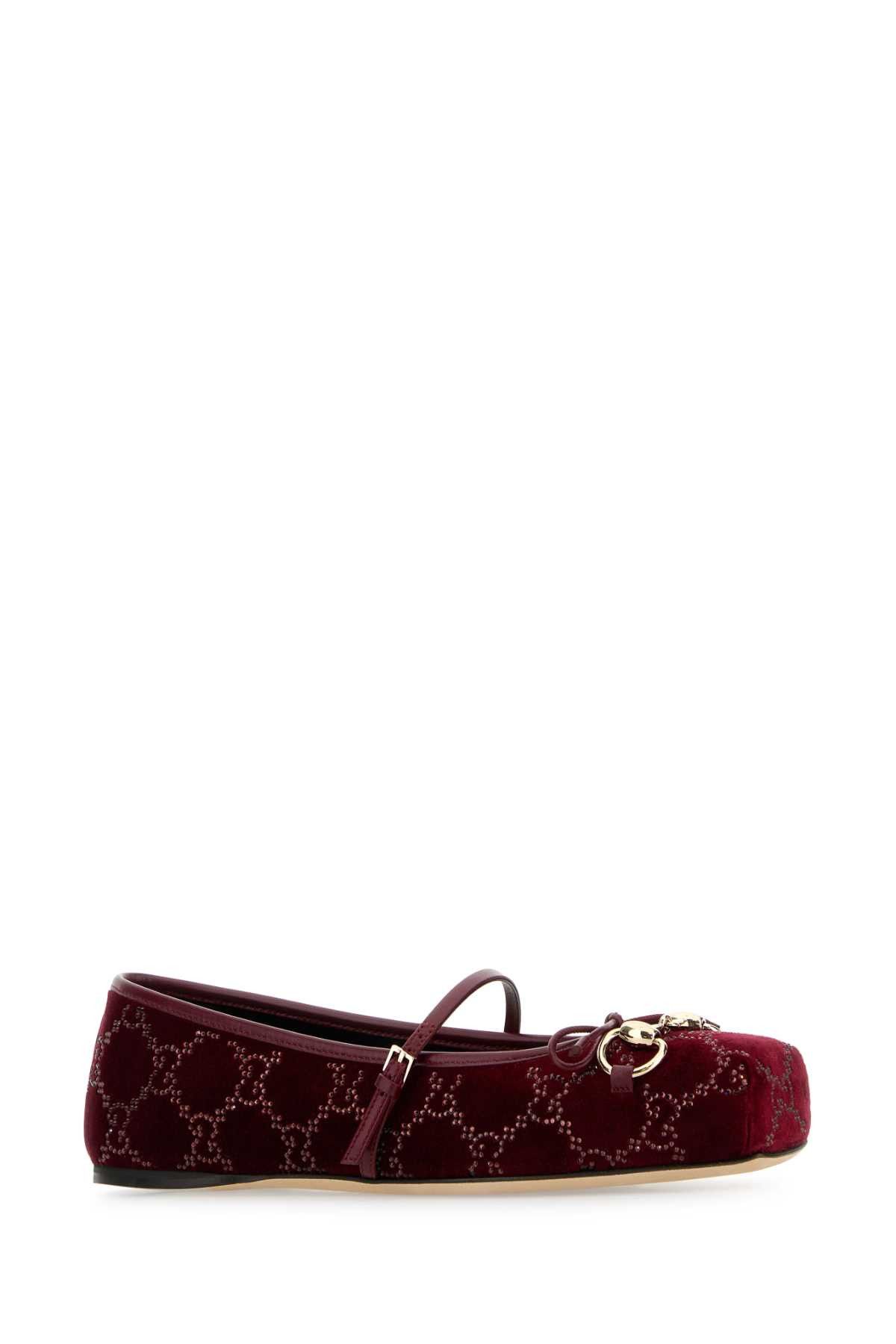 Gucci Burgundy Velvet Ballerinas Size US 6 / IT 36 - 2 Thumbnail