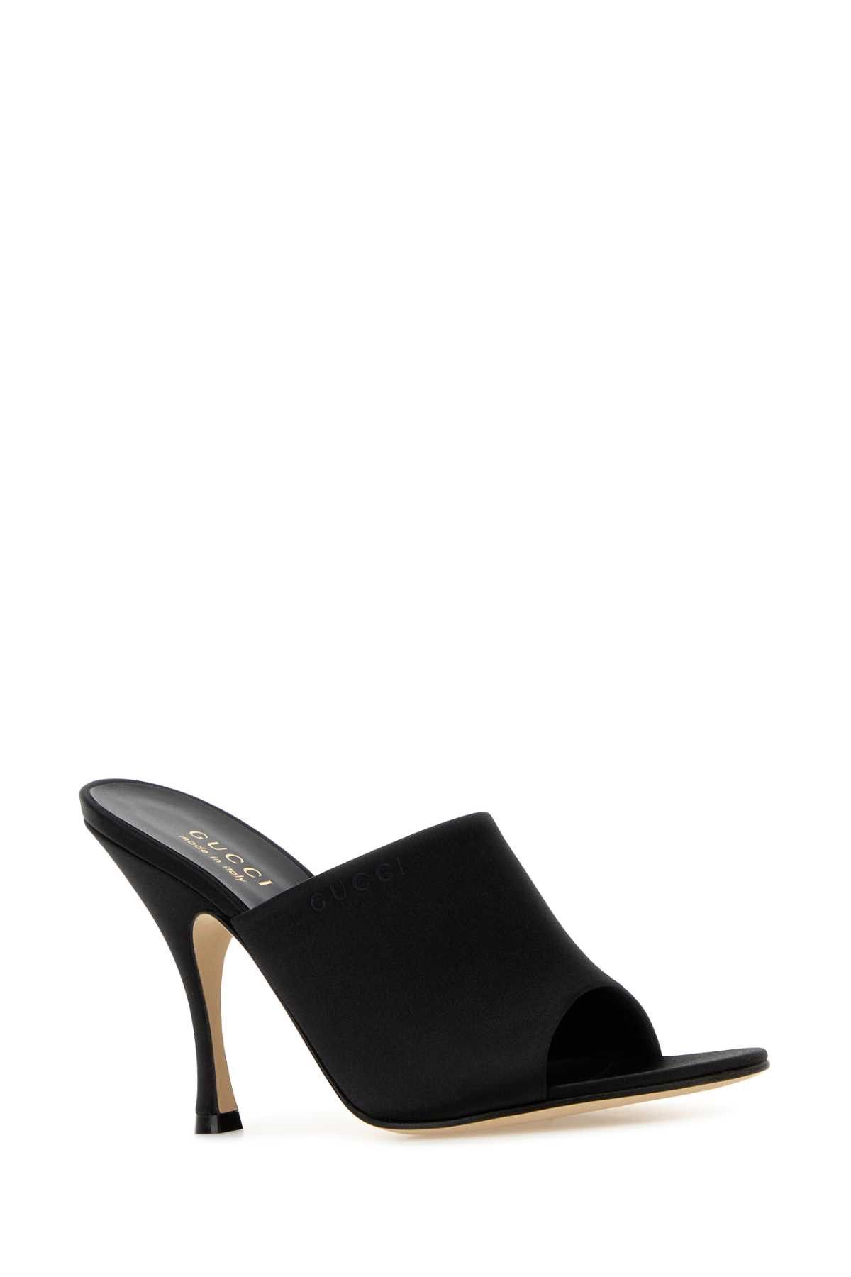 Gucci Black Satin Mules Size US 7.5 / IT 37.5 - 2 Thumbnail