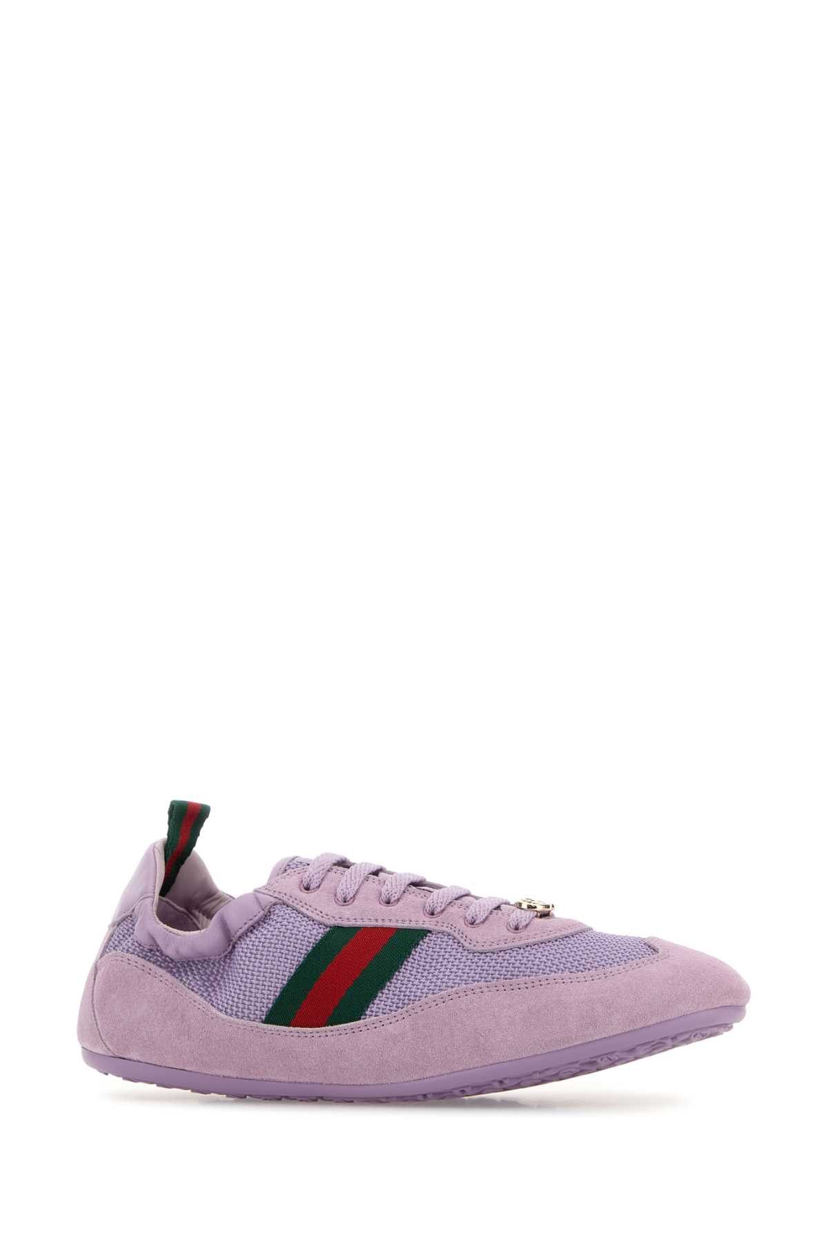 Gucci Lilac Fabric And Suede Gucci Shift Sneakers Size US 6 / IT 36 - 2 Thumbnail
