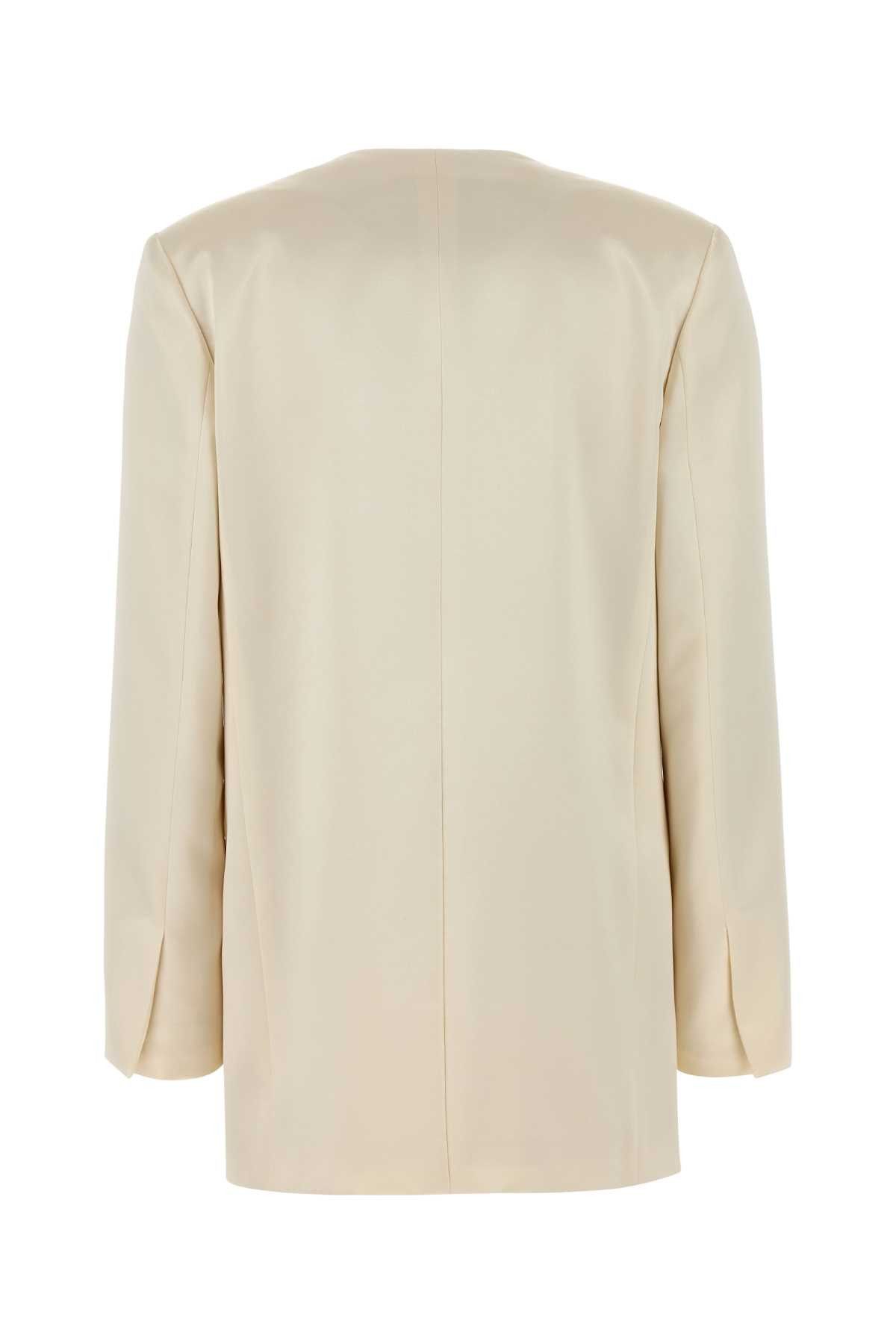 Alberta Ferretti Ivory Satin Blazer Size XS / US 0-2 / IT 36-38 - 2 Thumbnail