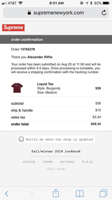 Supreme liquid 2024 tee burgundy