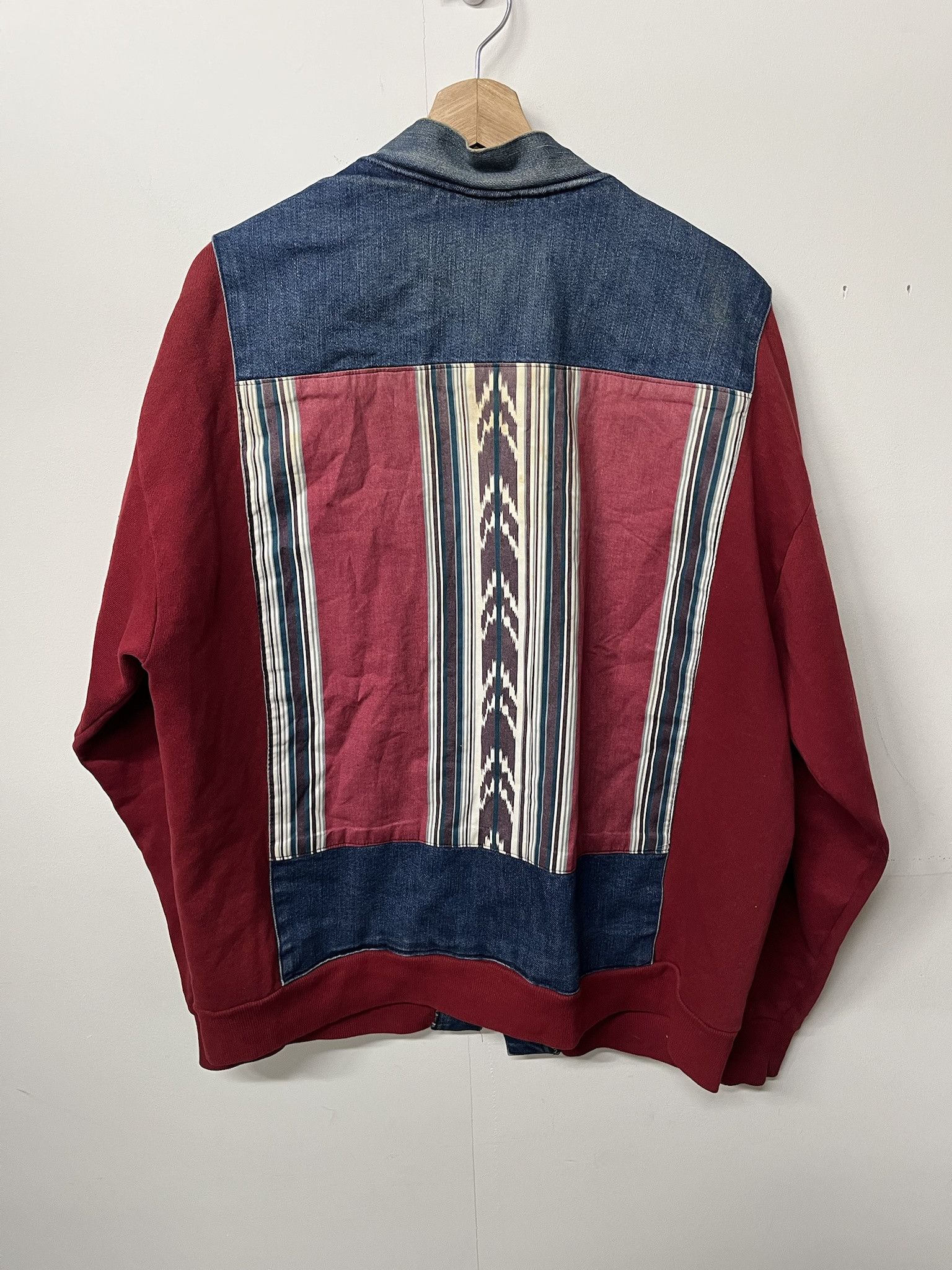 Vintage Vintage 1990s Cut And Sew Denim Bolo Tie Caardigan Size XL Size US XL / EU 56 / 4 - 4 Thumbnail