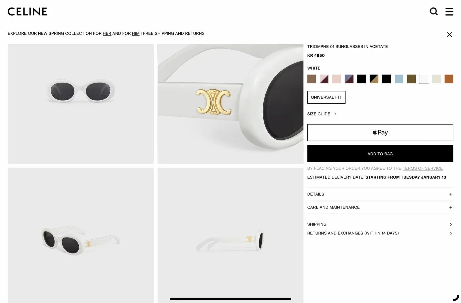 Celine Celine Triomphe Sunglasses Size ONE SIZE - 7 Thumbnail