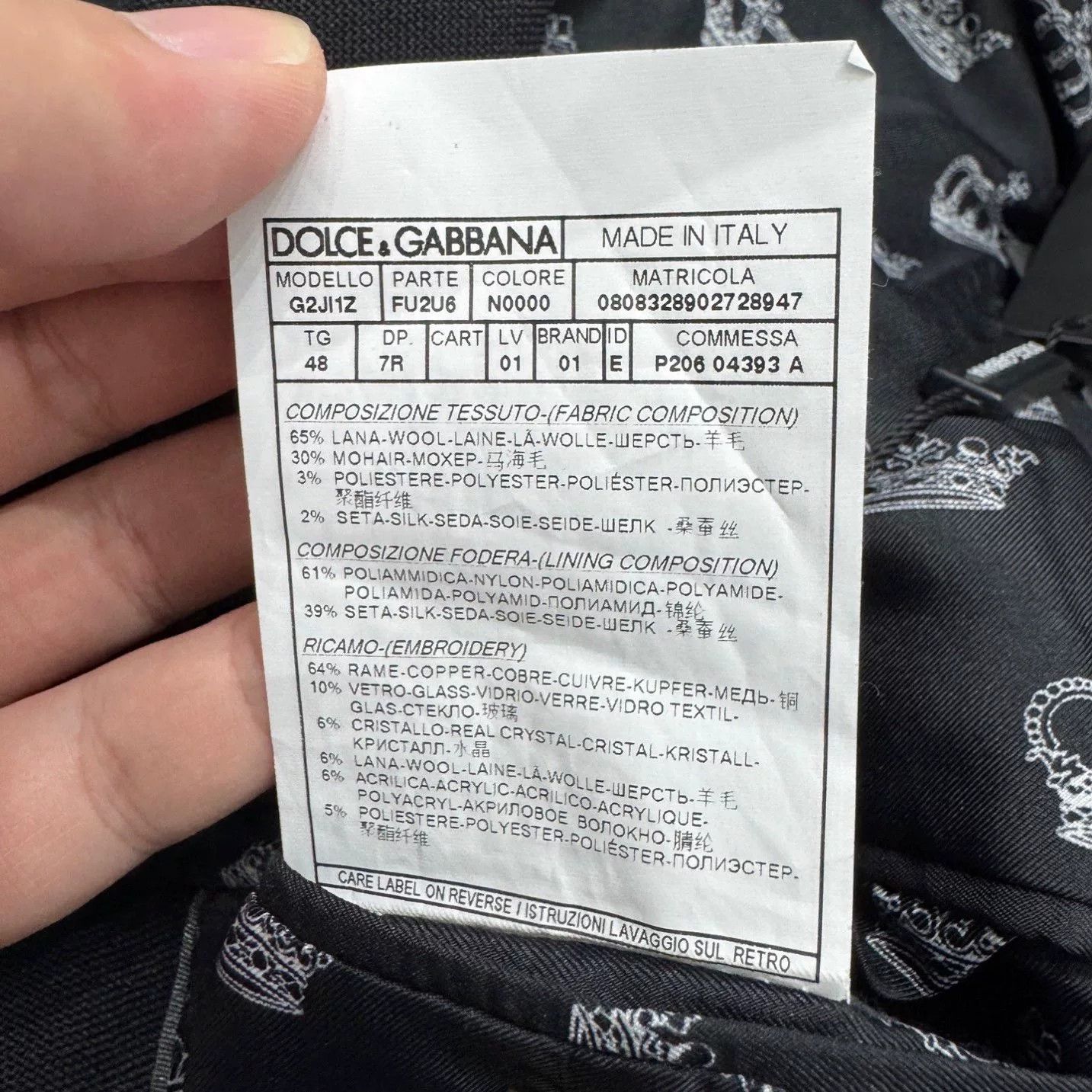 Dolce & Gabbana black embroidered wool suit jacket Size US L / EU 52-54 / 3 - 7 Thumbnail
