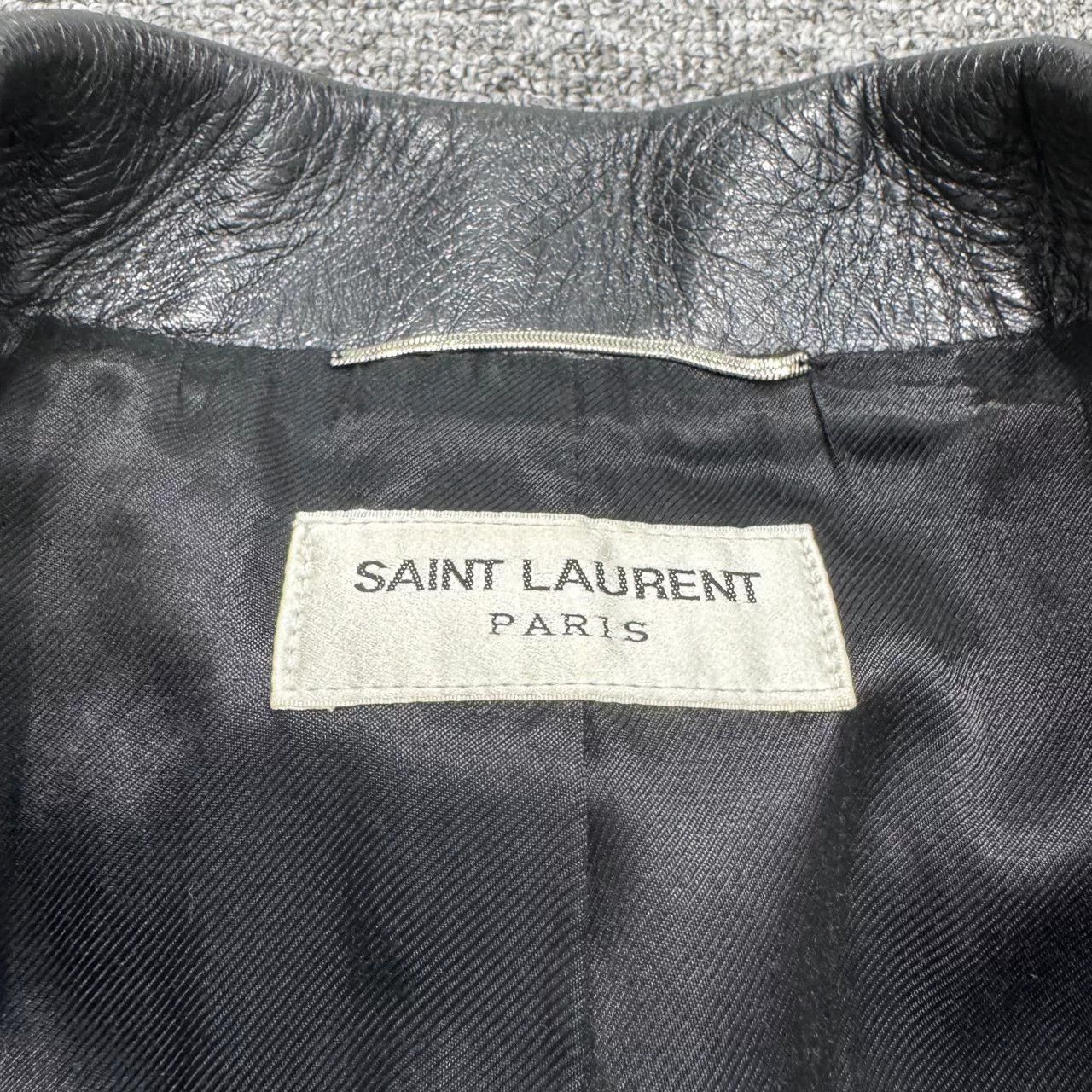 Saint Laurent Paris distressed black biker jacket by SLP Size US L / EU 52-54 / 3 - 3 Thumbnail