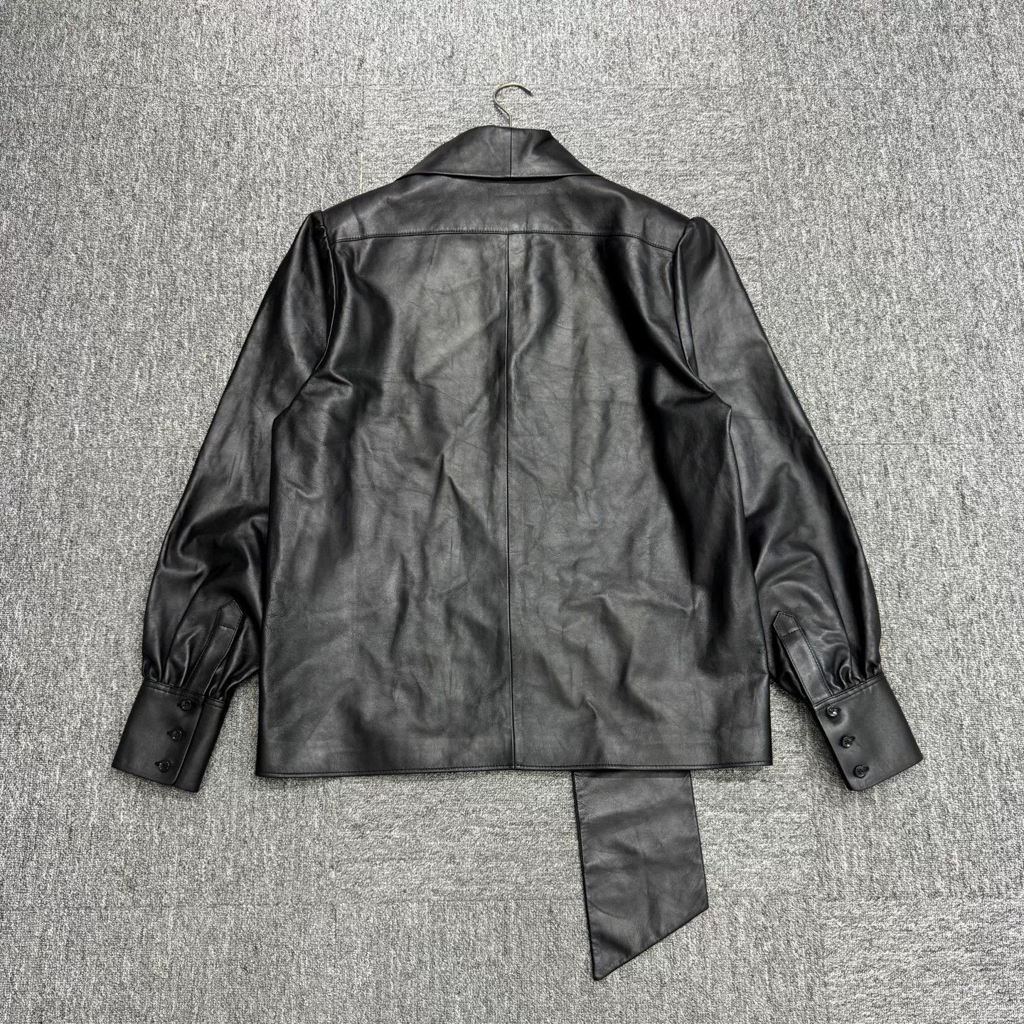 The Row stylish black leather bow jacket Size US XL / EU 56 / 4 - 2 Thumbnail