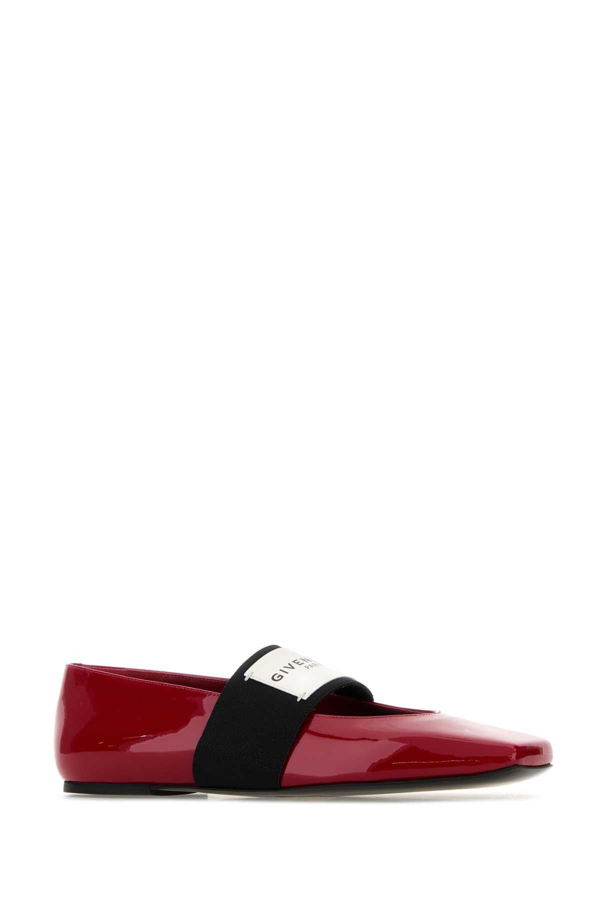 Givenchy Red Leather Squared Ballerinas Size US 9 / IT 39 - 2 Thumbnail