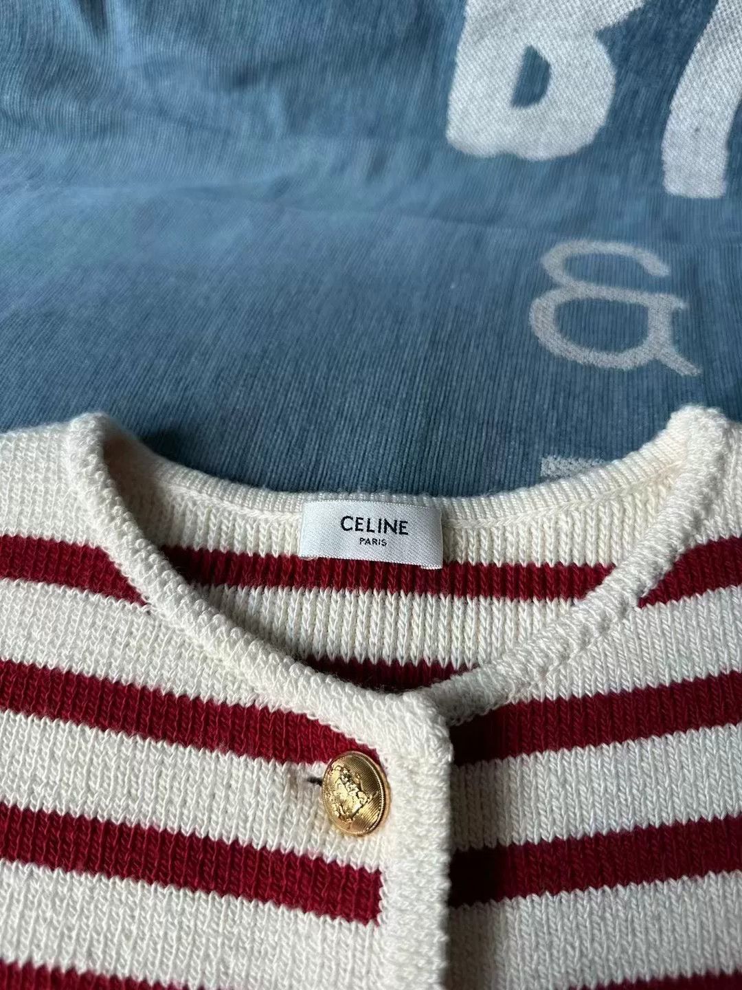 Celine celine red and white striped knit sweater Size S / US 4 / IT 40 - 3 Thumbnail
