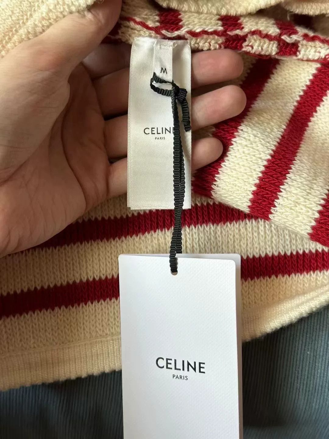 Celine celine red and white striped knit sweater Size S / US 4 / IT 40 - 4 Thumbnail