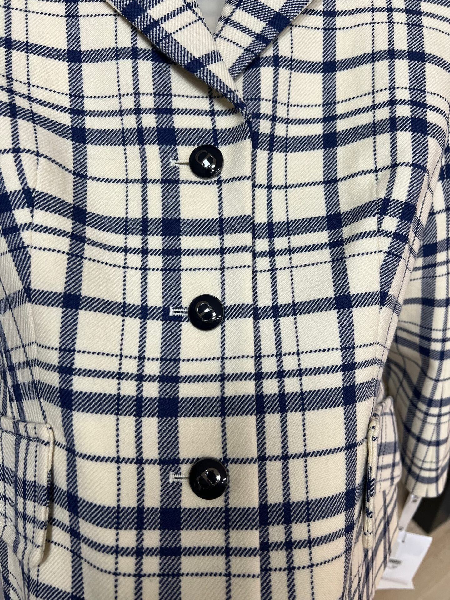Dior Dior Blue and White Checkered Blazer Size XS / US 0-2 / IT 36-38 - 3 Thumbnail