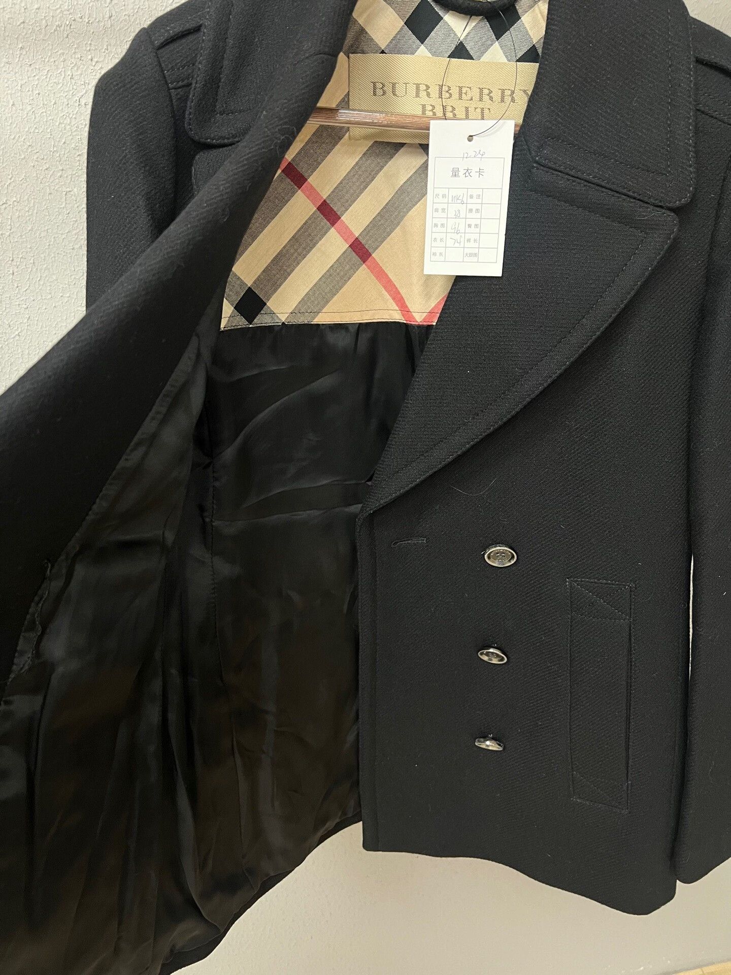 Burberry Burberry Black Double-Breasted Wool Coat Size XS / US 0-2 / IT 36-38 - 3 Thumbnail
