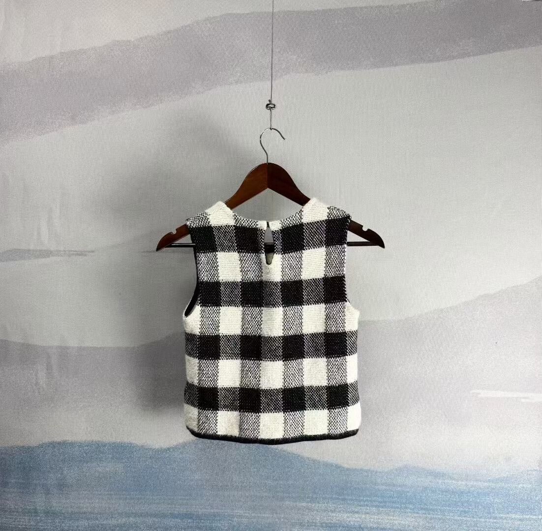 Dior Dior Black and White Check Wool Sweater Vest Size XS / US 0-2 / IT 36-38 - 2 Thumbnail