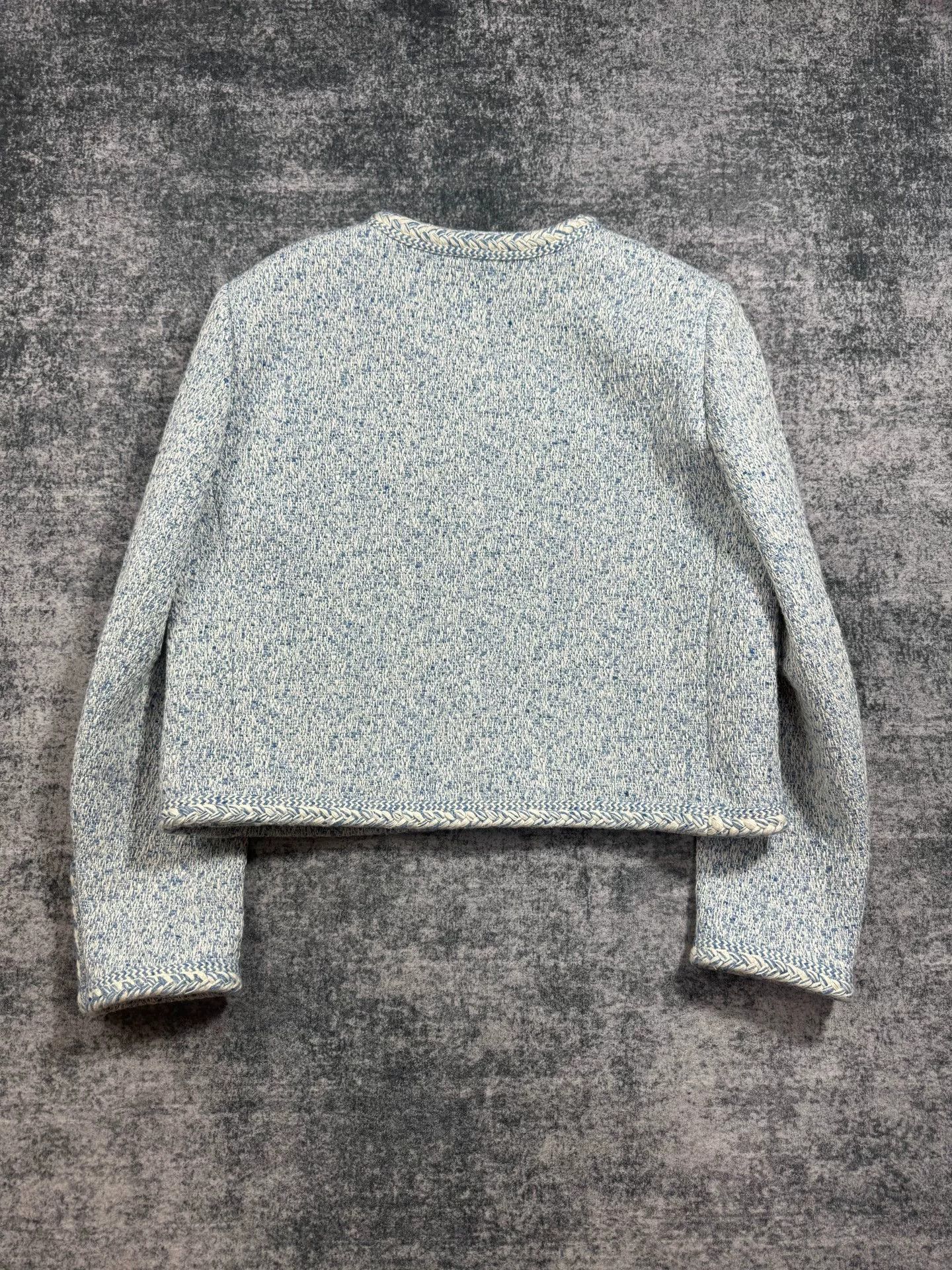 Celine celine light blue tweed jacket Size L / US 10 / IT 46 - 2 Thumbnail