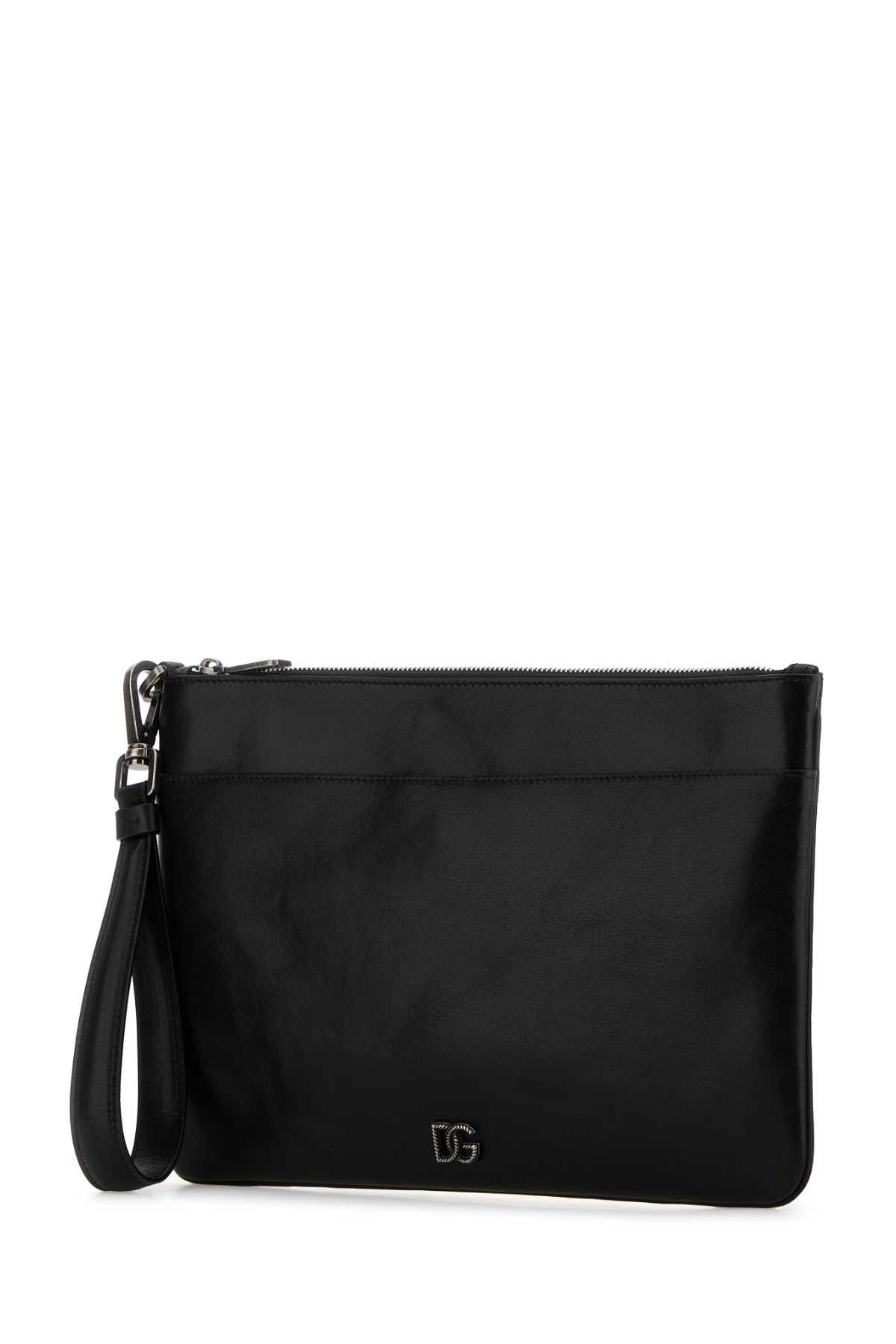 Dolce & Gabbana Black Leather Clutch Size ONE SIZE - 2 Thumbnail