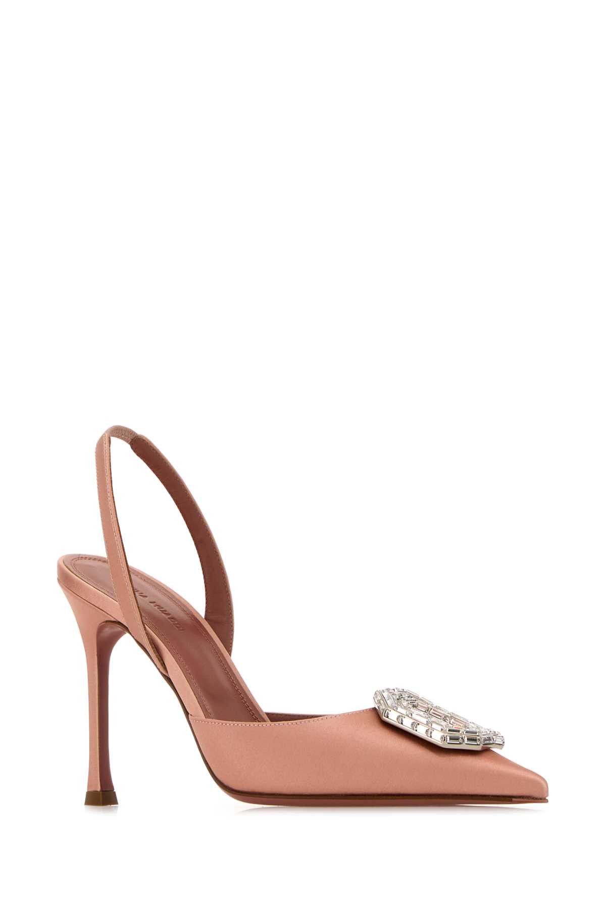 Amina Muaddi Pink Satin Camelia Pumps Size US 7.5 / IT 37.5 - 2 Thumbnail