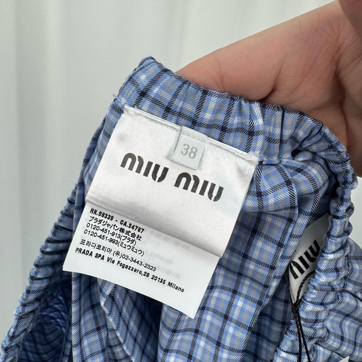 Miu Miu Miu Miu Blue Check Pleated Skirt Size 38" / US 16 / IT 52 - 6 Thumbnail