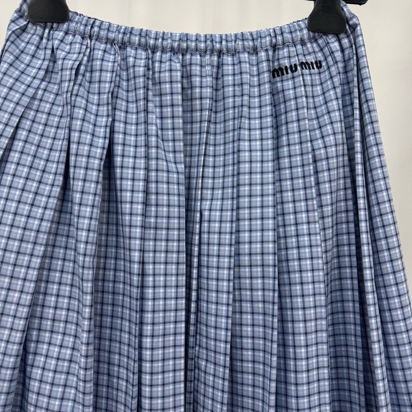 Miu Miu Miu Miu Blue Check Pleated Skirt Size 38" / US 16 / IT 52 - 3 Thumbnail