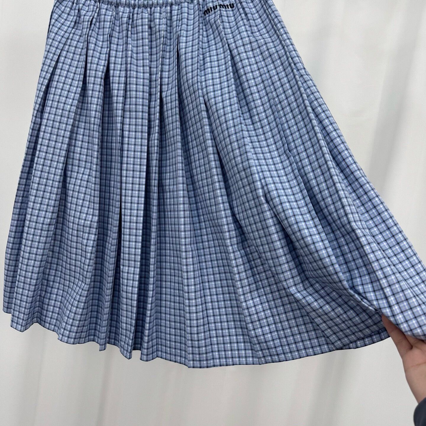 Miu Miu Miu Miu Blue Check Pleated Skirt Size 38" / US 16 / IT 52 - 4 Thumbnail