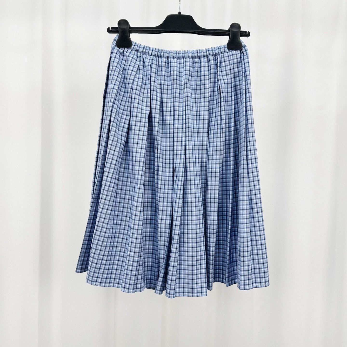 Miu Miu Miu Miu Blue Check Pleated Skirt Size 38" / US 16 / IT 52 - 2 Thumbnail
