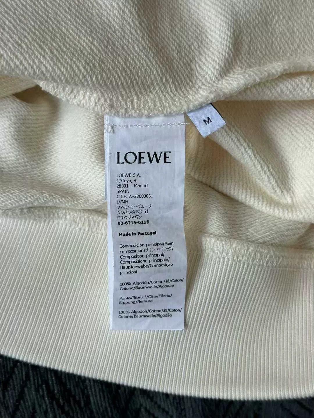 Loewe loewe cream hoodie with leather patch Size US M / EU 48-50 / 2 - 4 Thumbnail