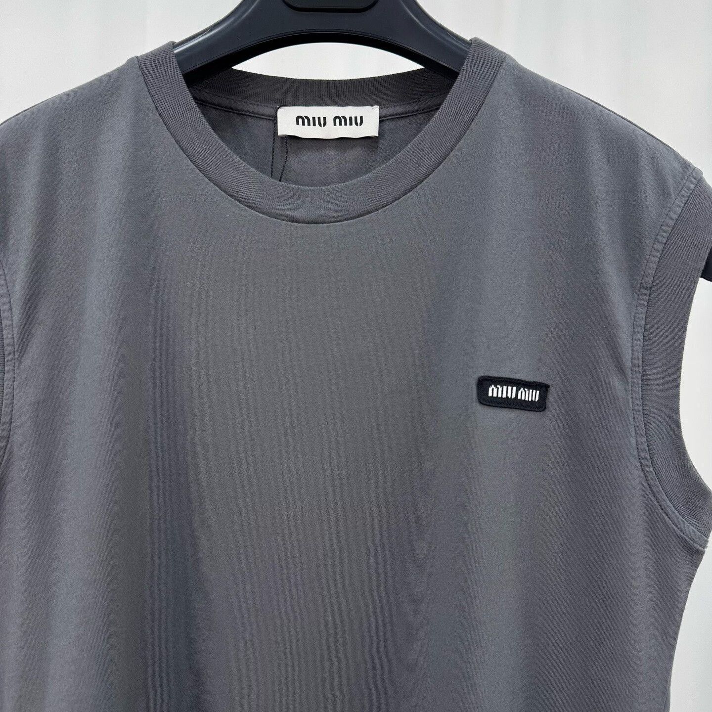 Miu Miu Miu Miu Gray Embroidered Letter Sleeveless Top Size XS / US 0-2 / IT 36-38 - 3 Thumbnail