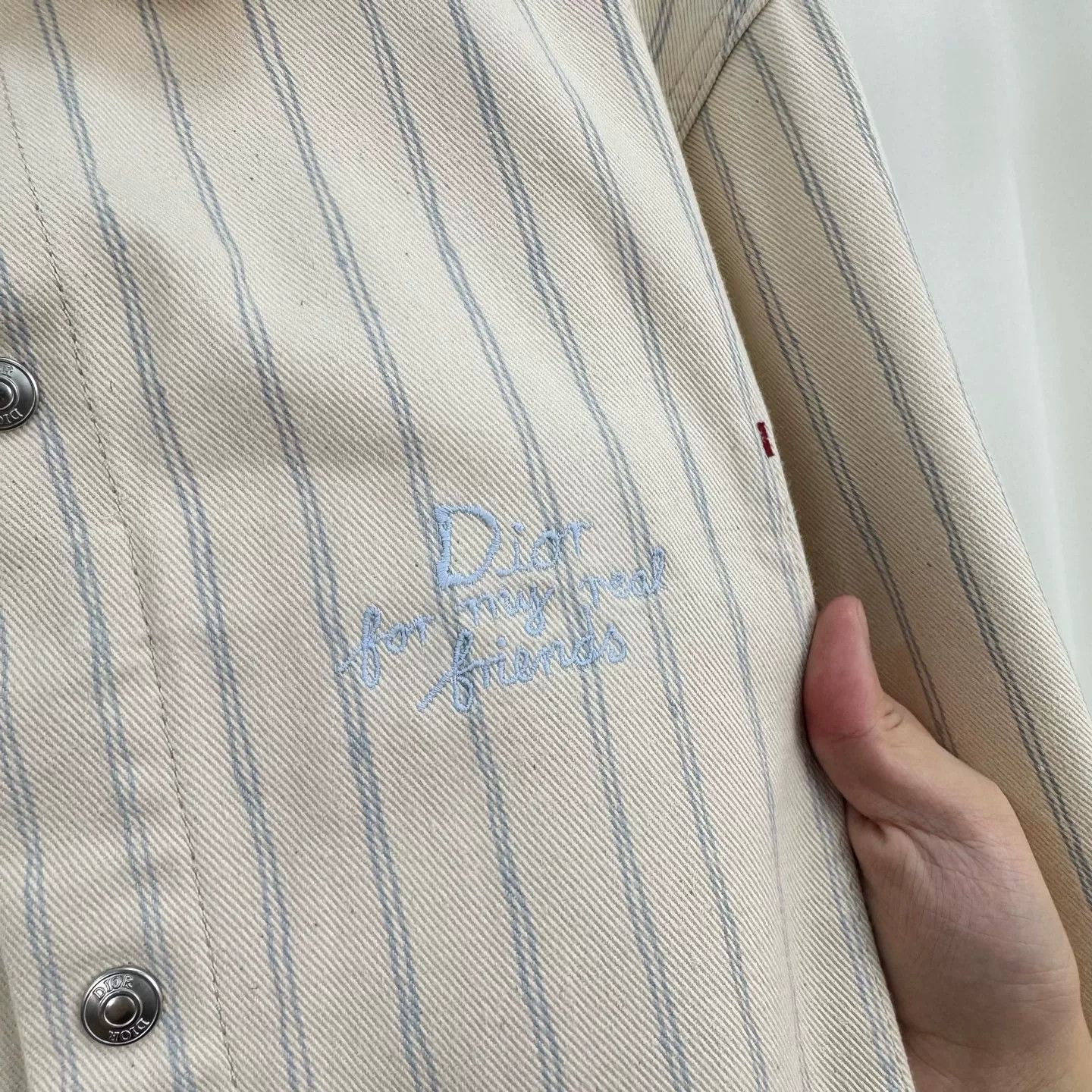 Dior dior striped denim jacket in off-white Size US L / EU 52-54 / 3 - 6 Thumbnail