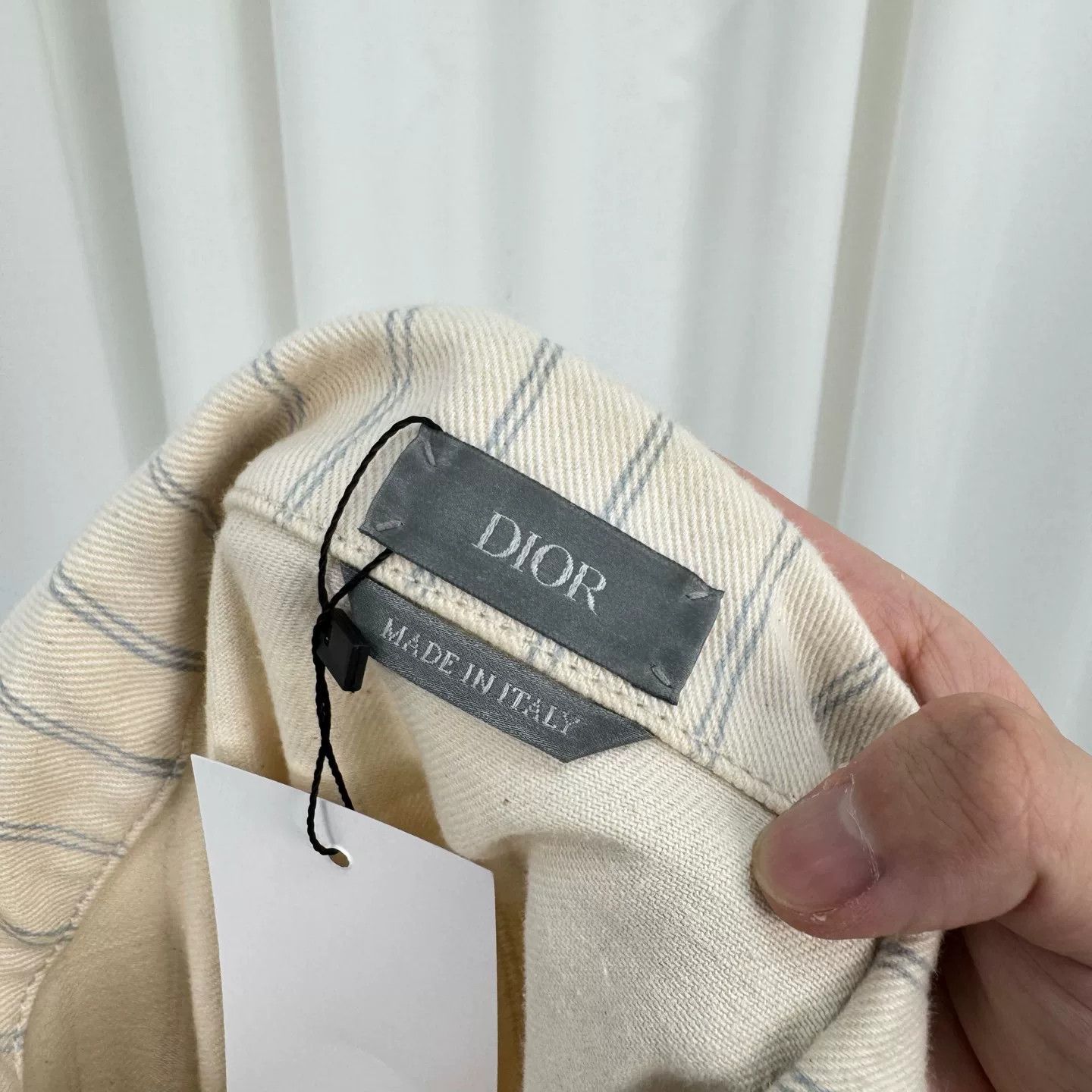Dior dior striped denim jacket in off-white Size US L / EU 52-54 / 3 - 5 Thumbnail