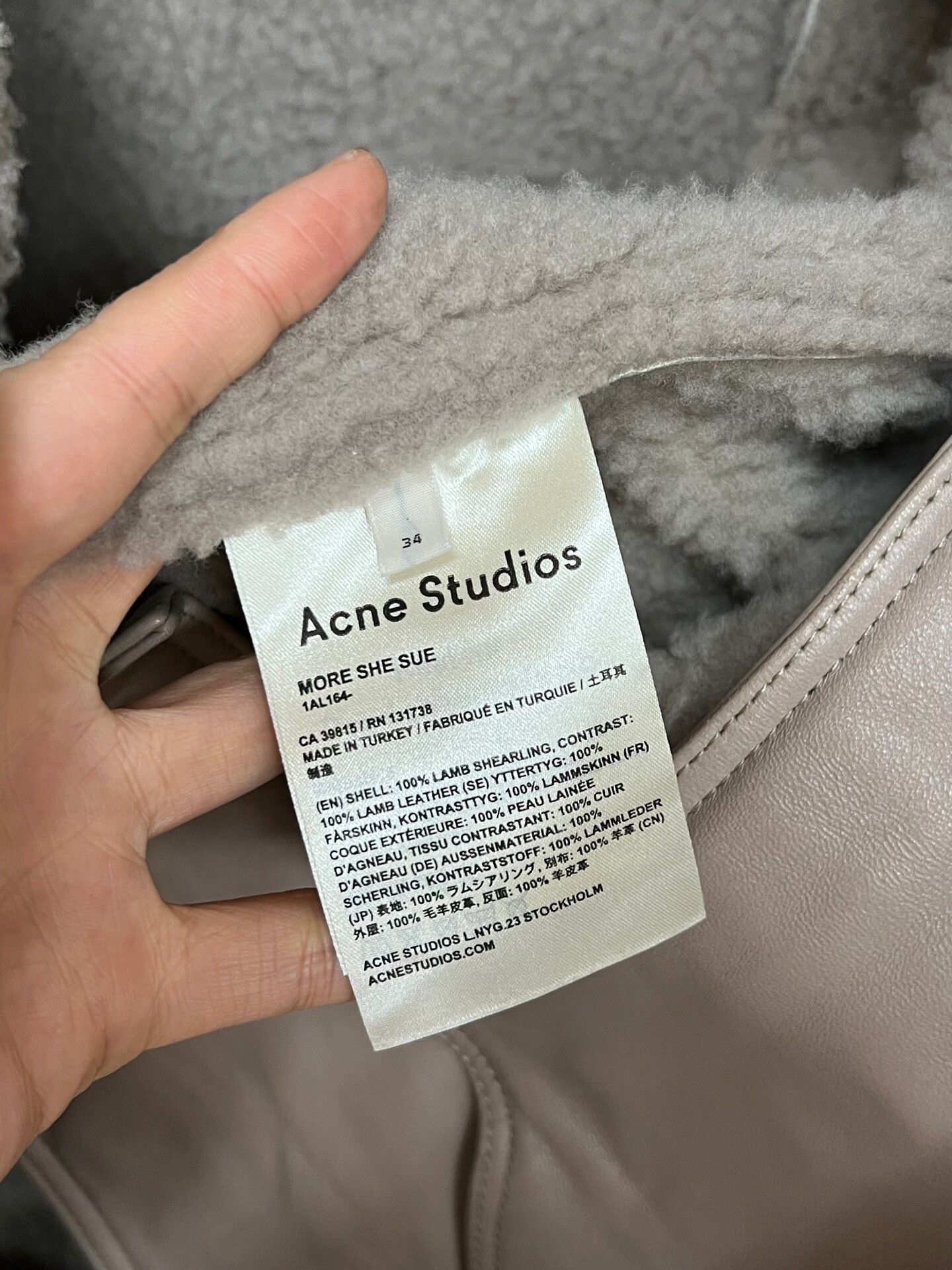 Acne Studios Acne Studios Beige Shearling Jacket Size 34 Size XS / US 0-2 / IT 36-38 - 3 Thumbnail