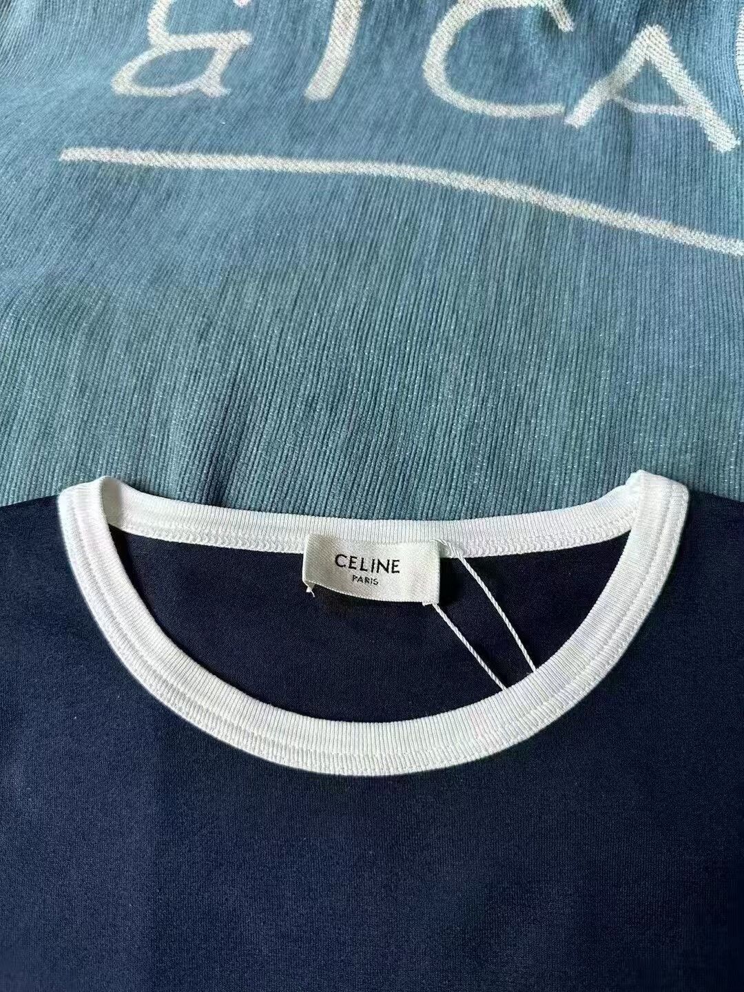 Celine celine blue short sleeve t-shirt Size S / US 4 / IT 40 - 2 Thumbnail