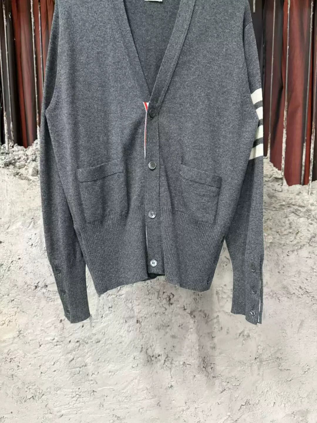 Thom Browne thom browne gray wool cardigan Size US L / EU 52-54 / 3 - 4 Thumbnail