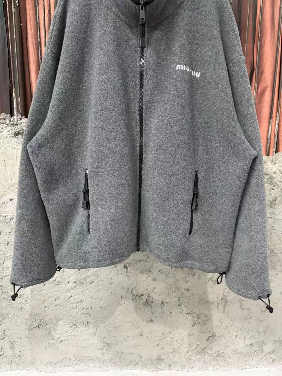 Miu Miu gray teddy zip-up jacket by Miu Miu Size M / US 6-8 / IT 42-44 - 4 Thumbnail