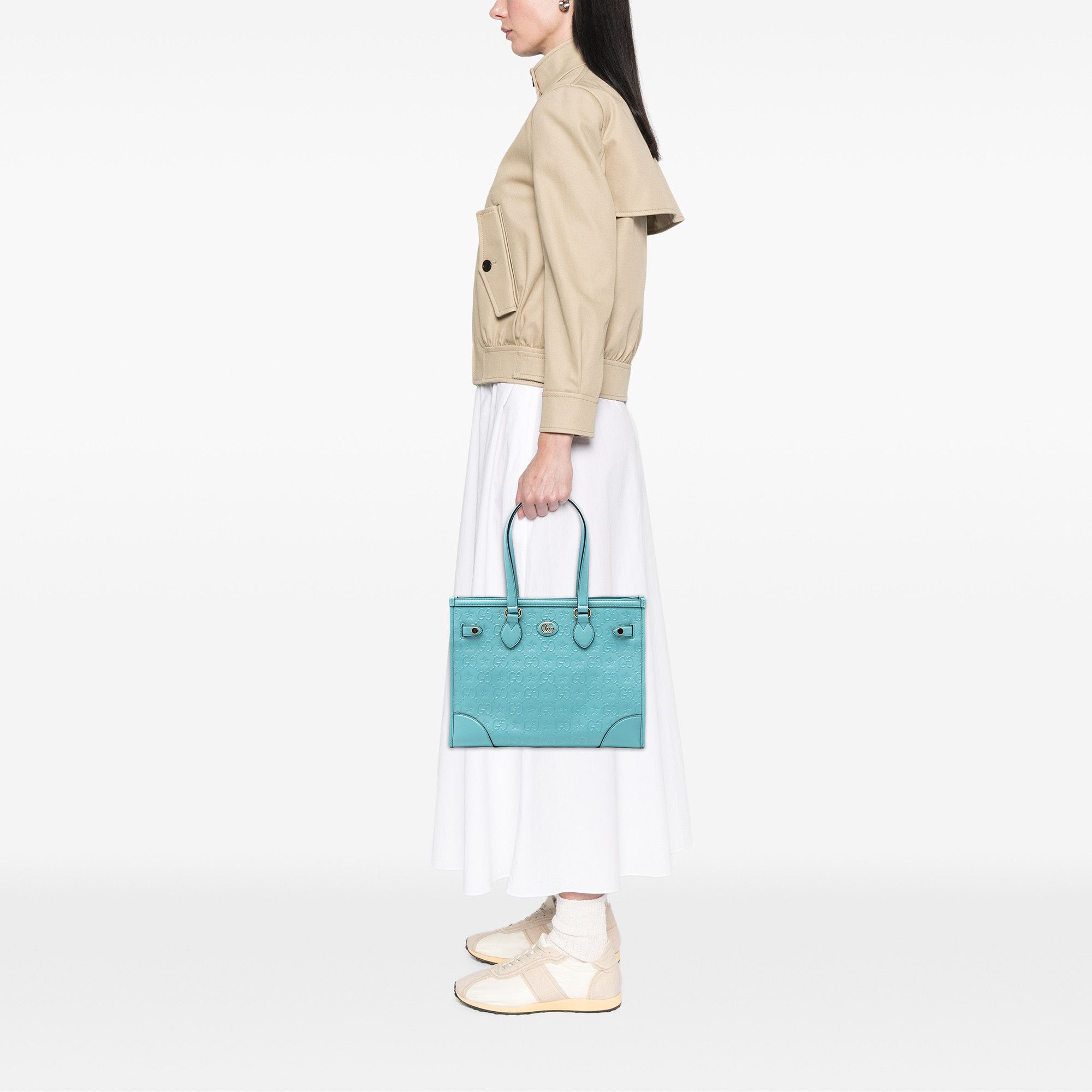 Gucci Gucci GG Star Embossed Leather Tote Size ONE SIZE - 7 Thumbnail