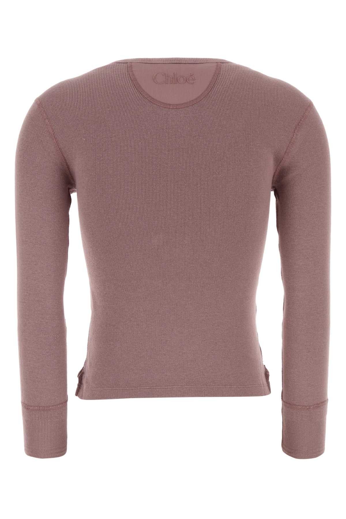 Chloe Antiqued Pink Cotton T-Shirt Size L / US 10 / IT 46 - 2 Thumbnail