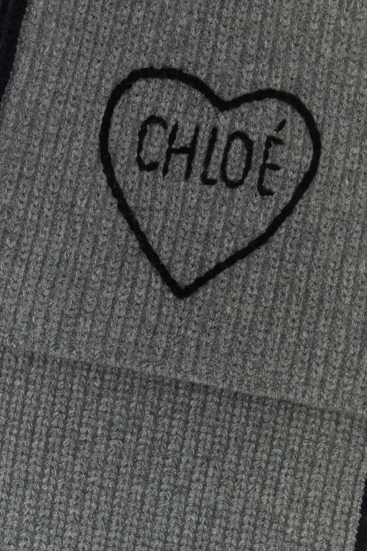 Chloe Grey Wool Chloe Encoeur Scarf Size ONE SIZE - 2 Thumbnail