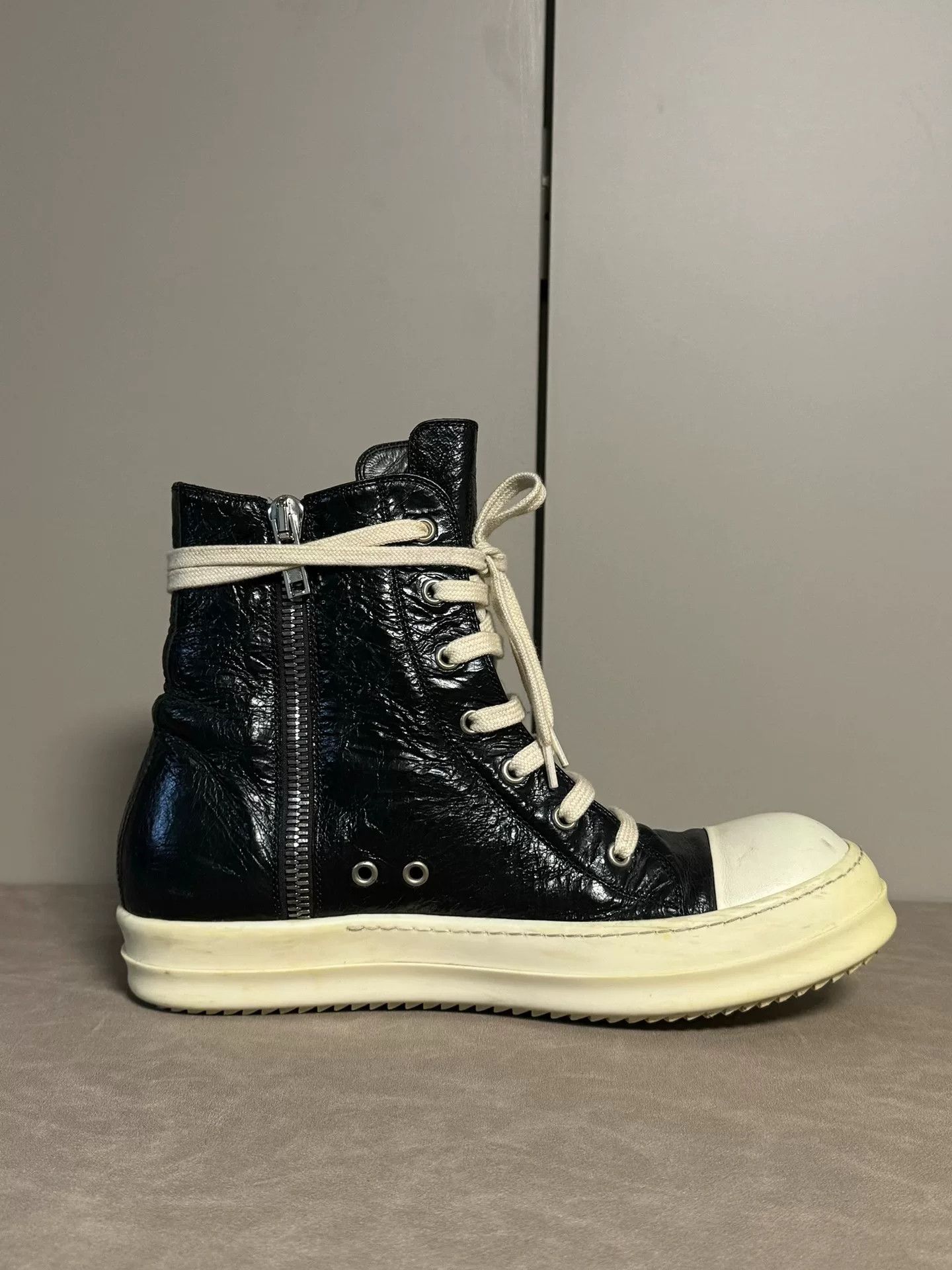 Rick Owens rick owens ro wrinkled leather high-top sneakers Size US 9.5 / EU 42-43 - 4 Thumbnail