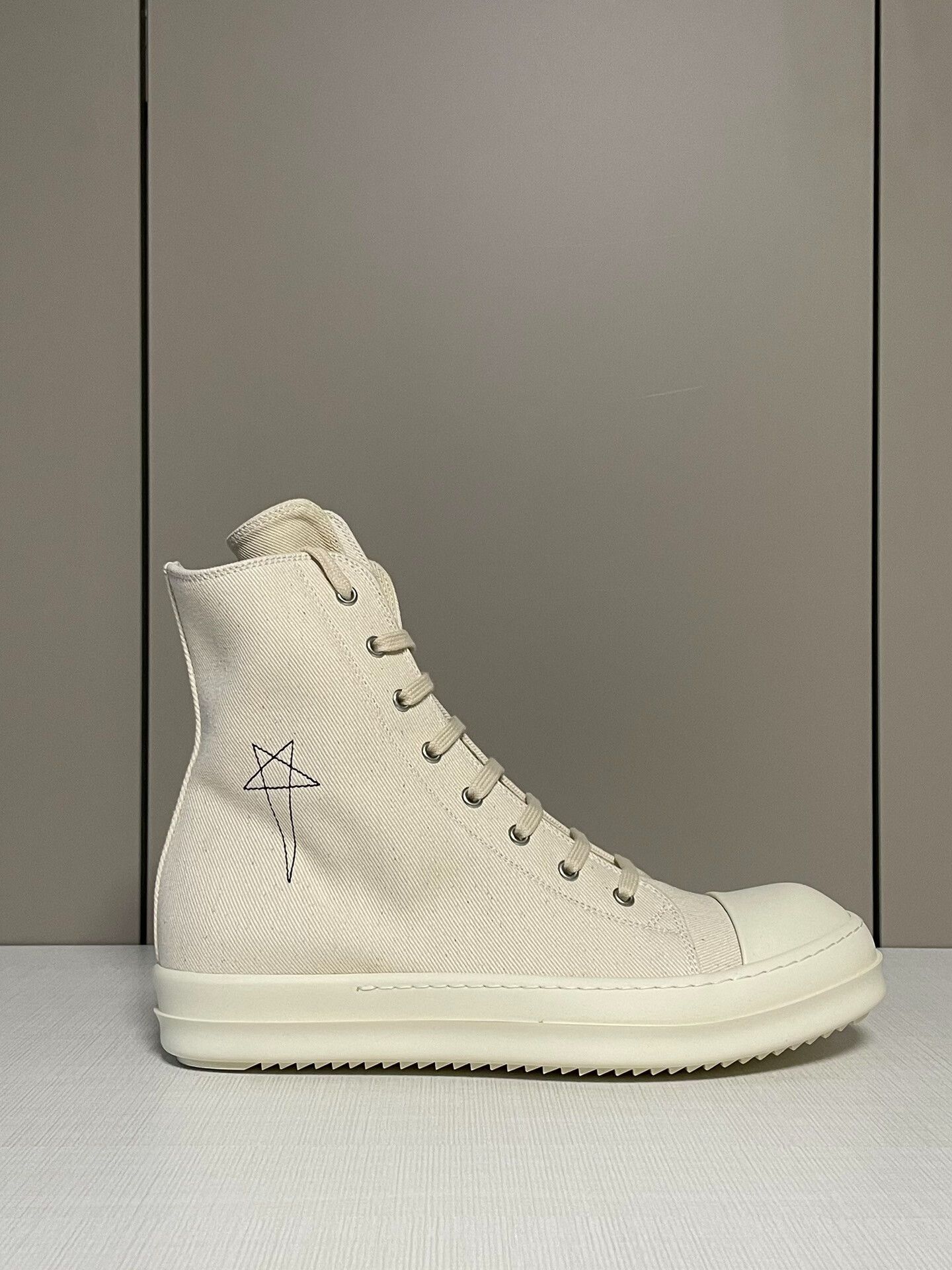 Converse rick owens beige canvas high-top sneakers Size US 10 / EU 43 - 4 Thumbnail